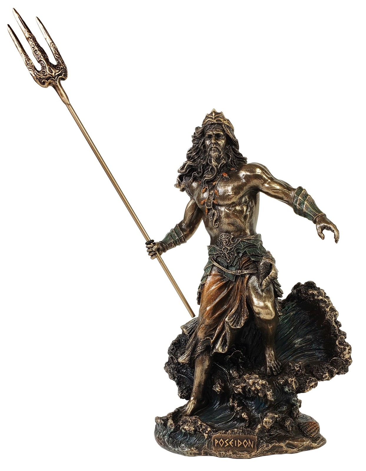 8 1/4″Poseidon Holding Trident GREEK MYTHOLOGY God of Sea Statue Bronze Color