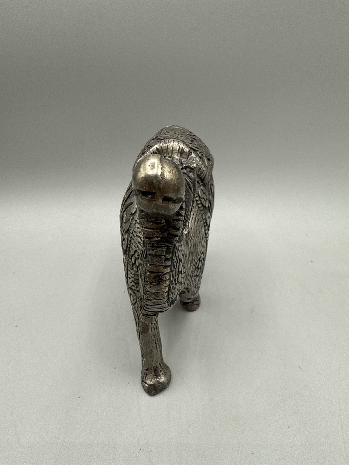 Vintage Medium Camel Figure Metal Silver Color Embossed Design Egyptian Look