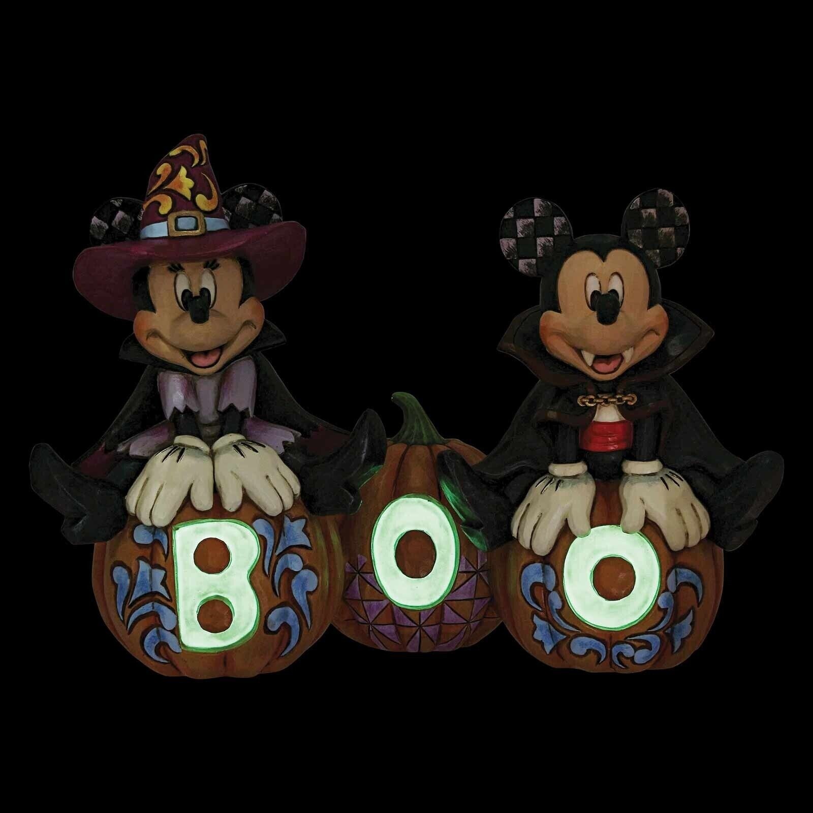 Jim Shore Halloween Disney Traditions Mickey Minnie Mouse Glow Figurine 6013052