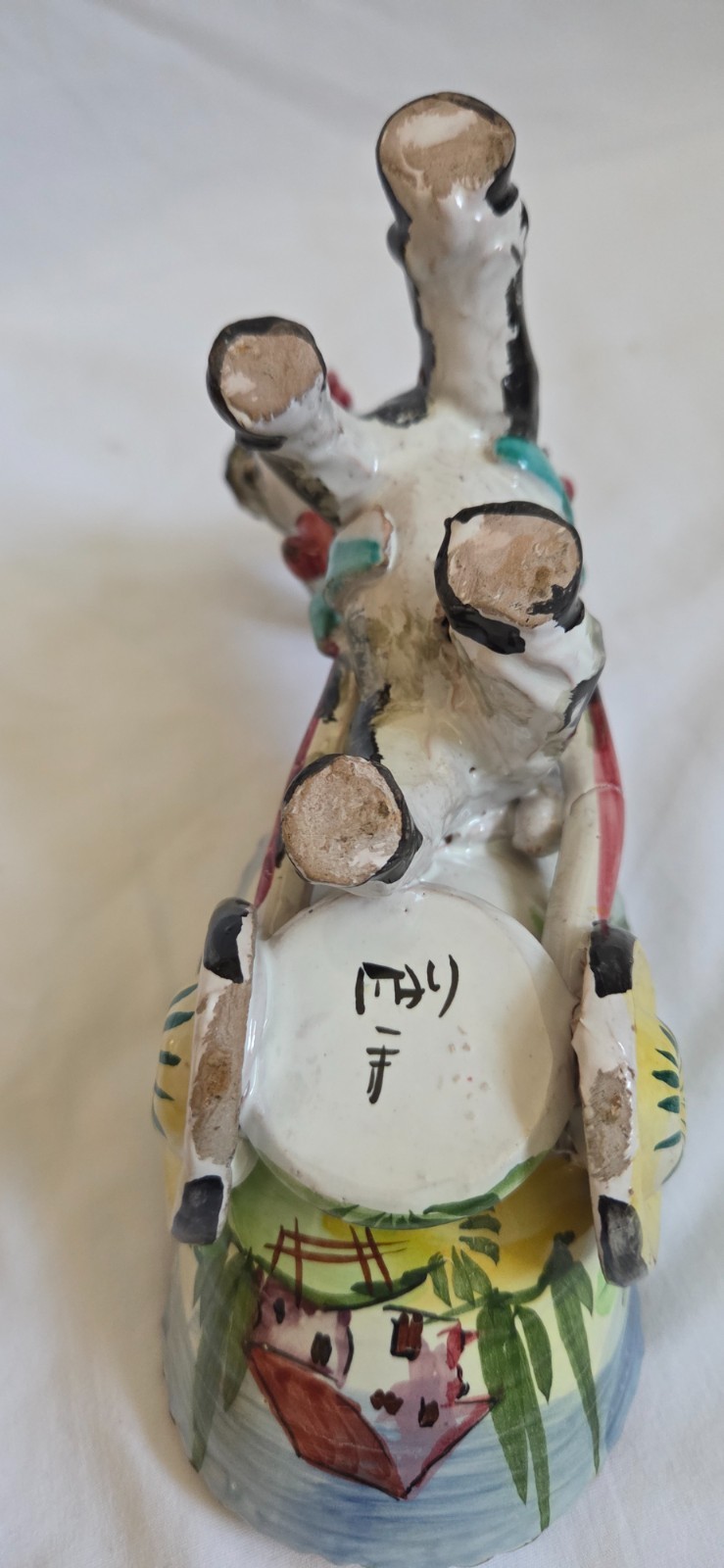 VINTAGE ITALIAN MADE CERAMIC DONKEY WITH CART TO HOLD ITEMS OF YOUR CHOICE.