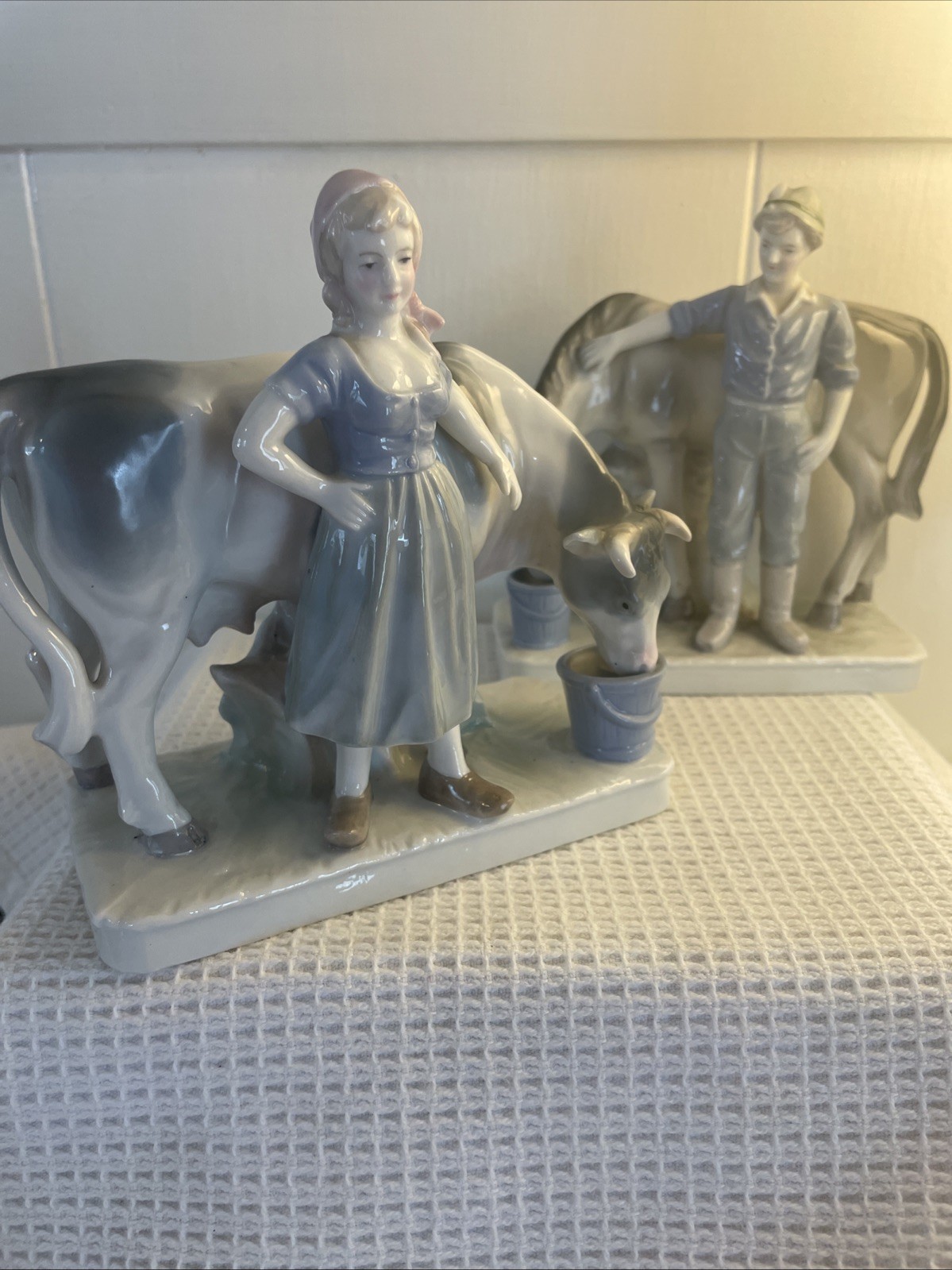 Vintage Ucagco Boy W/Horse Milkmaid W/Cow