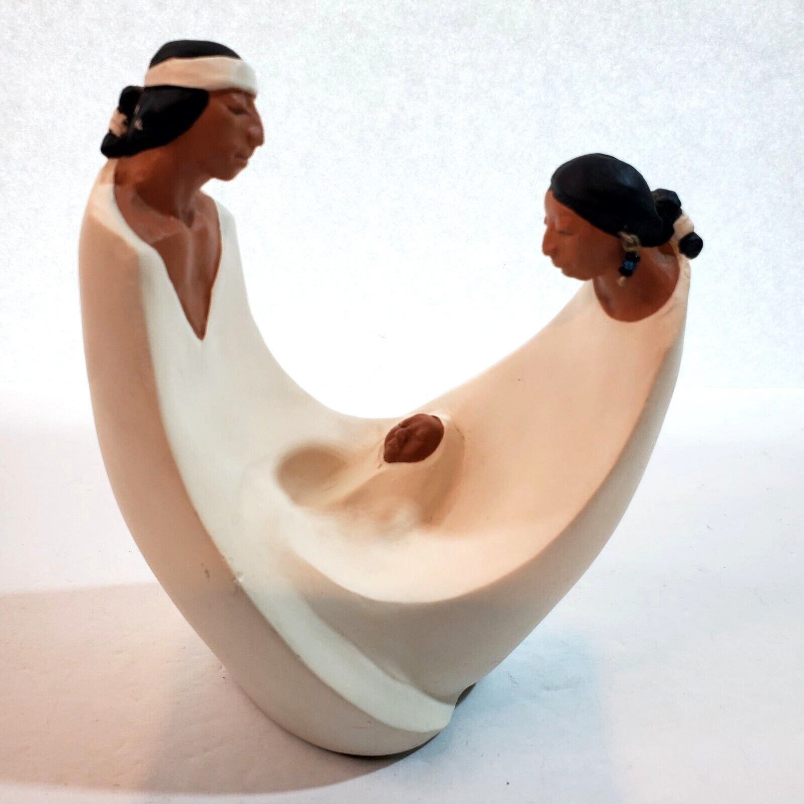 Vintage Nova-5 Native American Couple With Baby Handpainted Cast Molding 1996