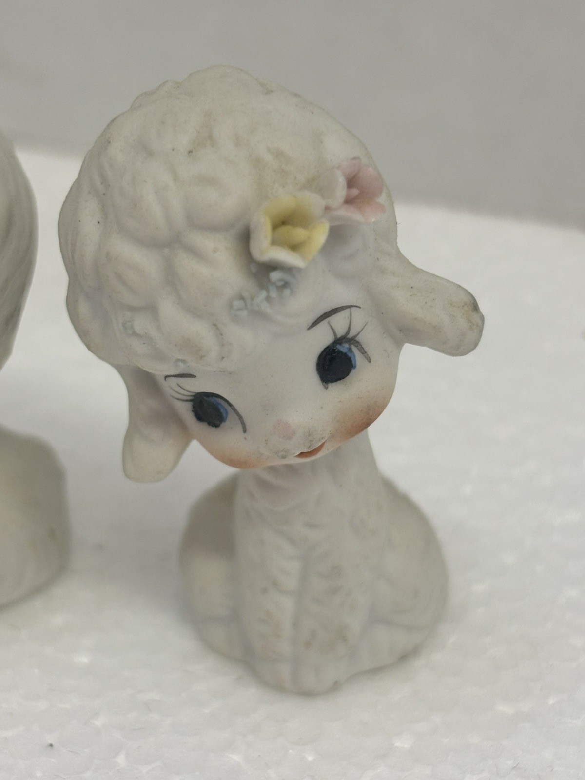 Napcoware Miniature Bone Figurine China Puppies Vintage Anthropomorphic
