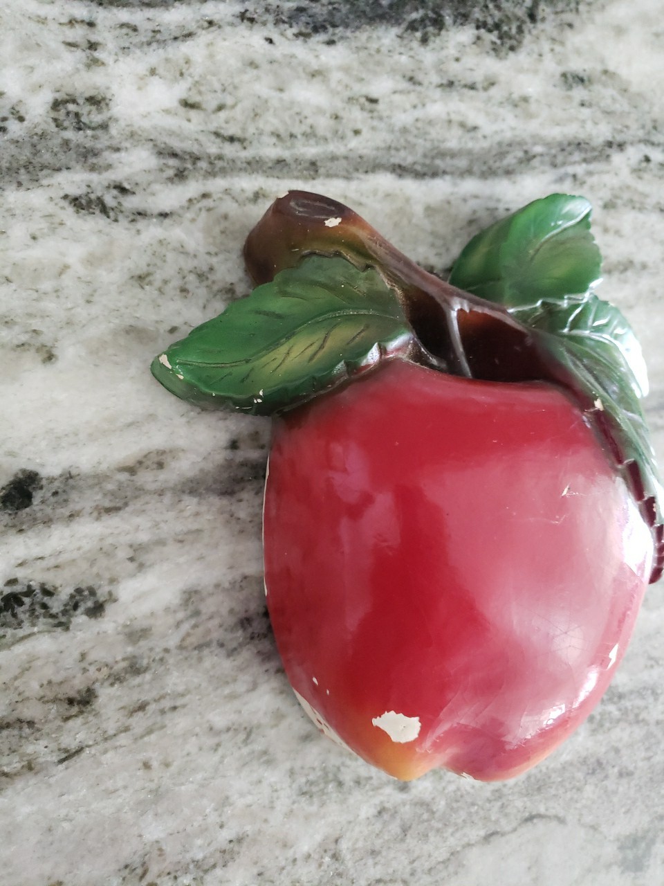 Vtg Chalkware Chalk Red Apple String Holder Dispenser Devon Ware Kahane Canada