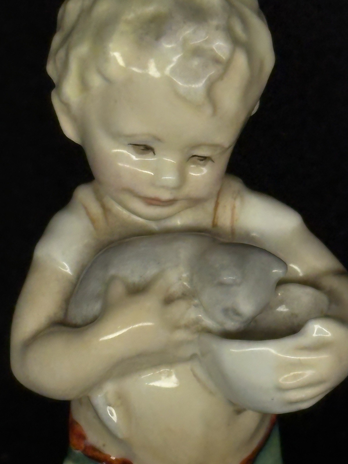 Royal Worcester Friday’s Child Is Loving And Giving 7 Inch Figurine Boy With Cat