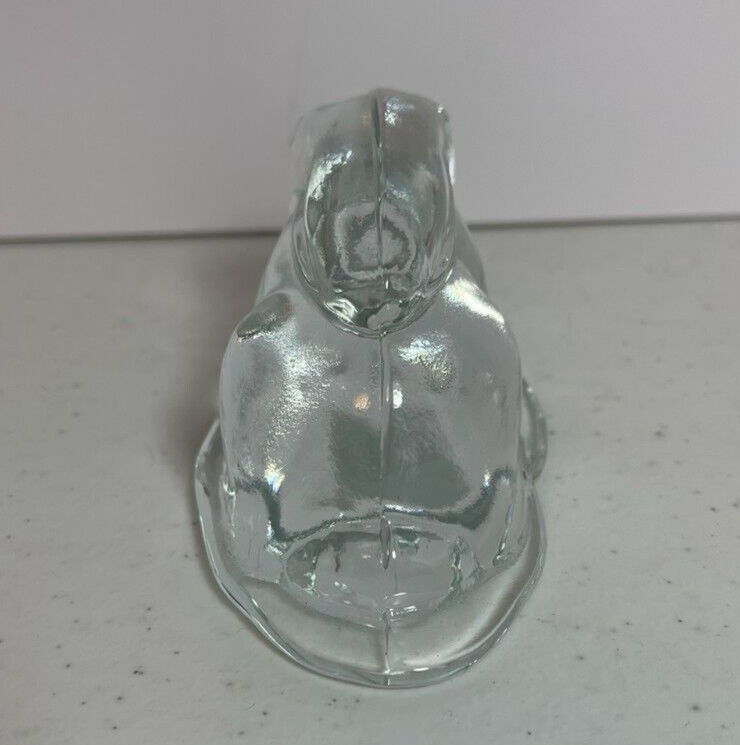 Vintage Viking Glass MCM Clear Crouching Rabbit Bunny Flow Mould Paperweight