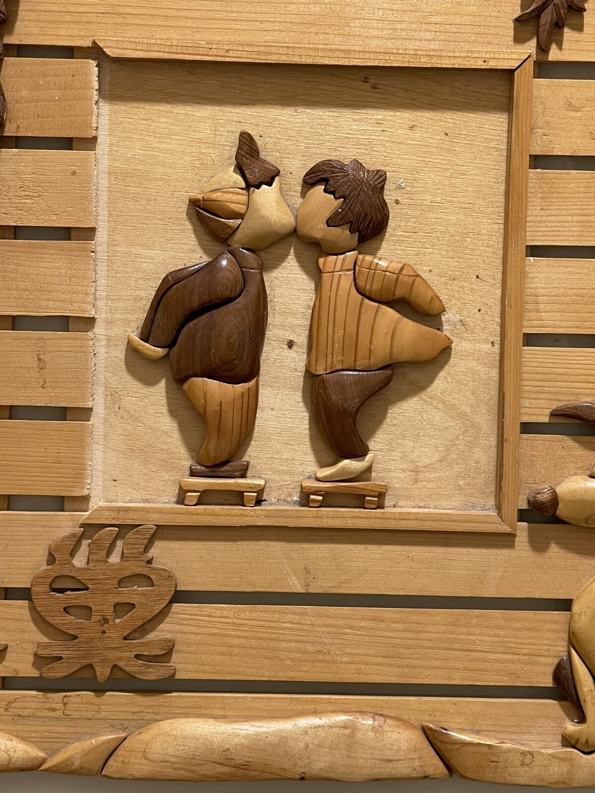 Large Vintage 3-D Hand Crafted Folk Art Diorama Wall Hanging Decor 20″ x 17″