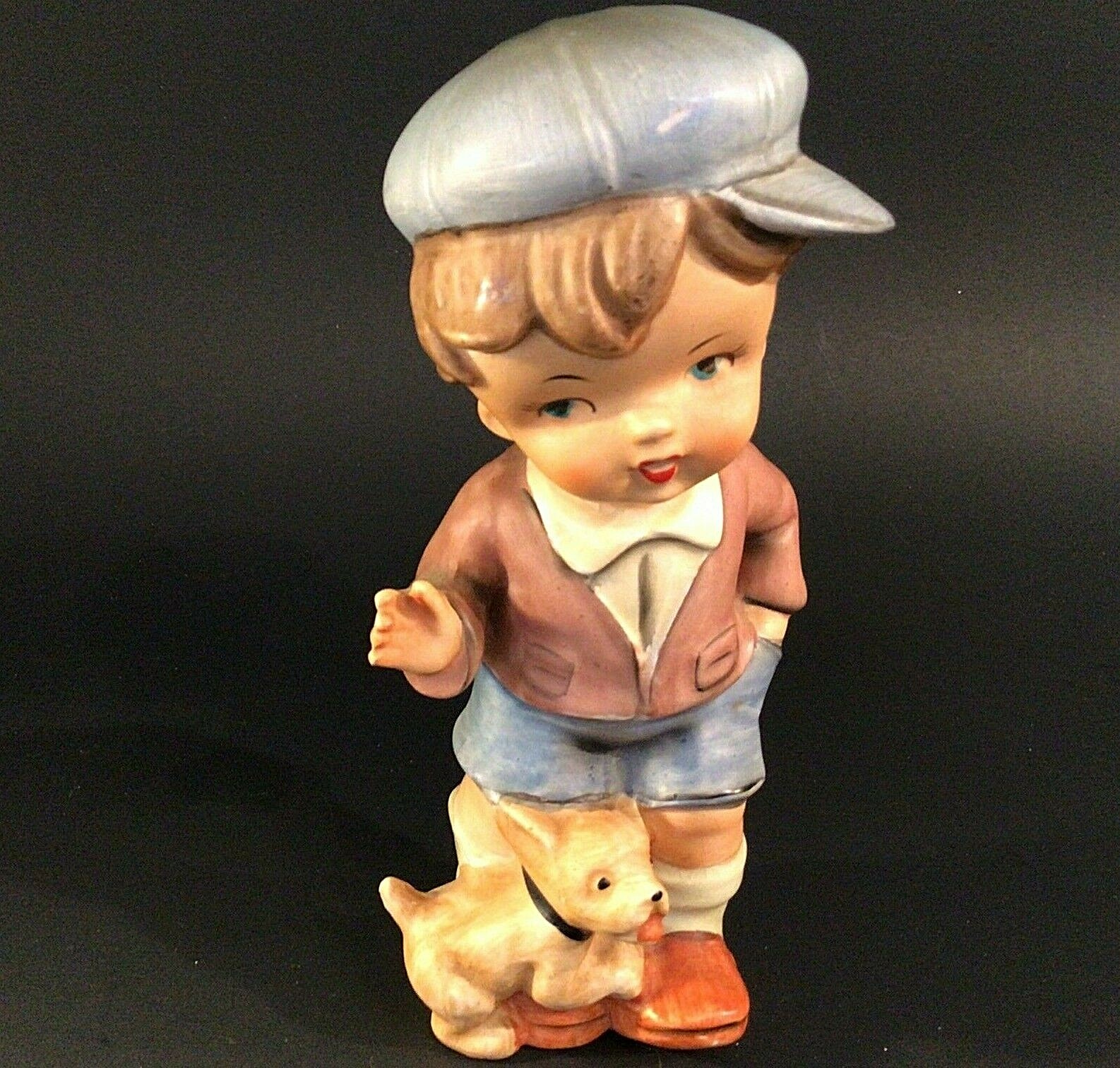 VINTAGE 1950 A MARK EXCLUSIVE FIGURINE DOG & BOY 7 1/4″ CALL OF THE WILD