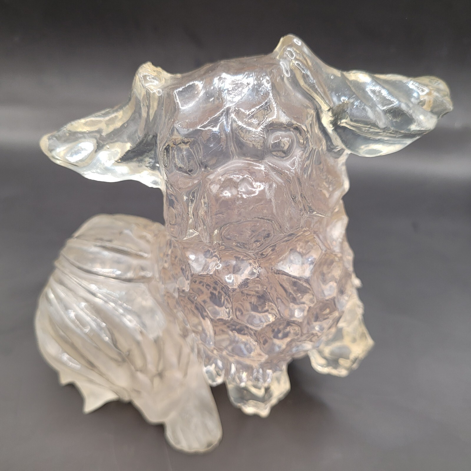 Dorothy Thorpe Clear Resin Pekingese Foo Dog Sculpture Figurine MCM 1960s Mexico