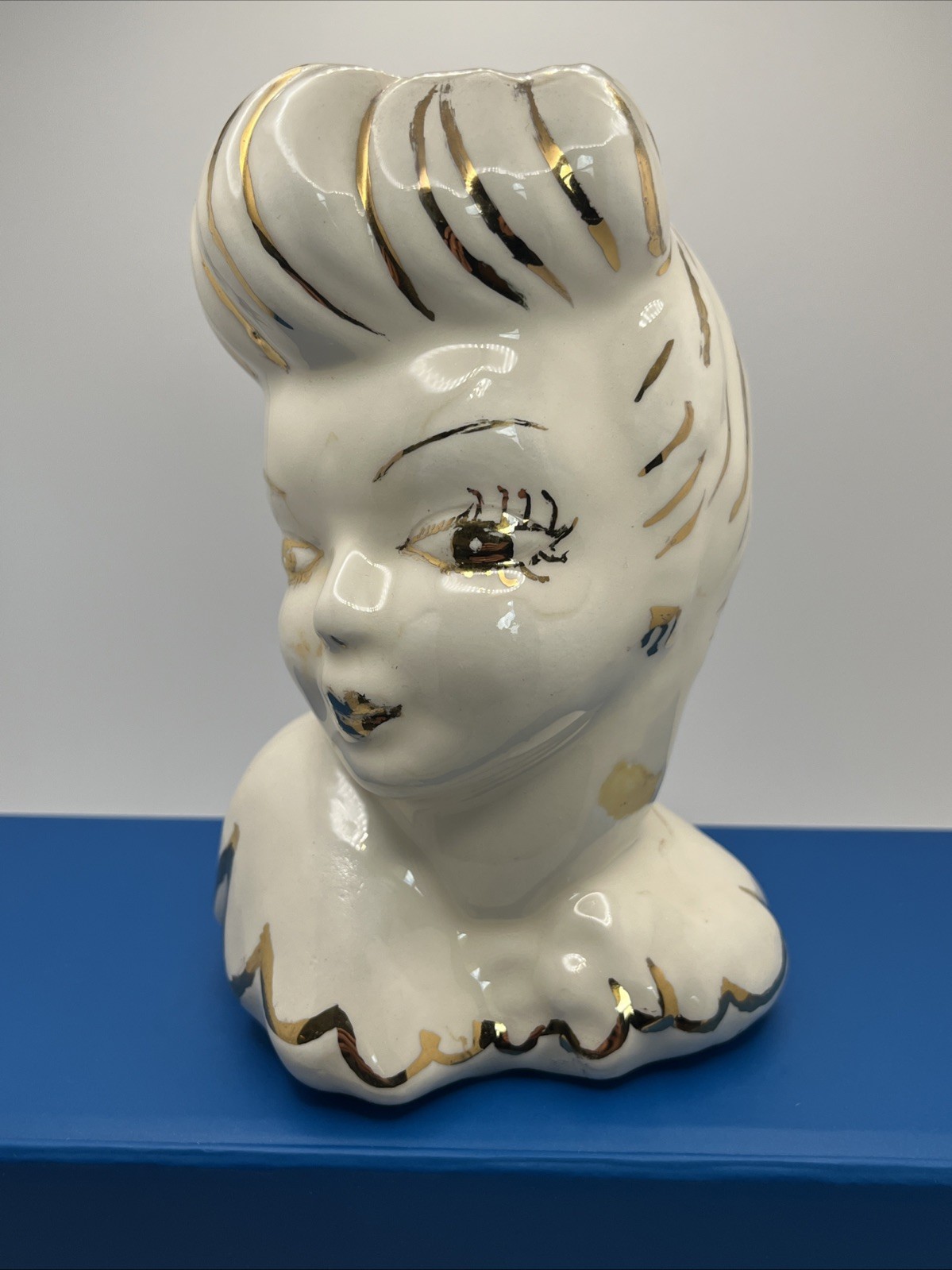 Vintage 1954 Glamor Girl 6” Porcelain Statue – Gold Accents – Mary Ann Geyer ‘54
