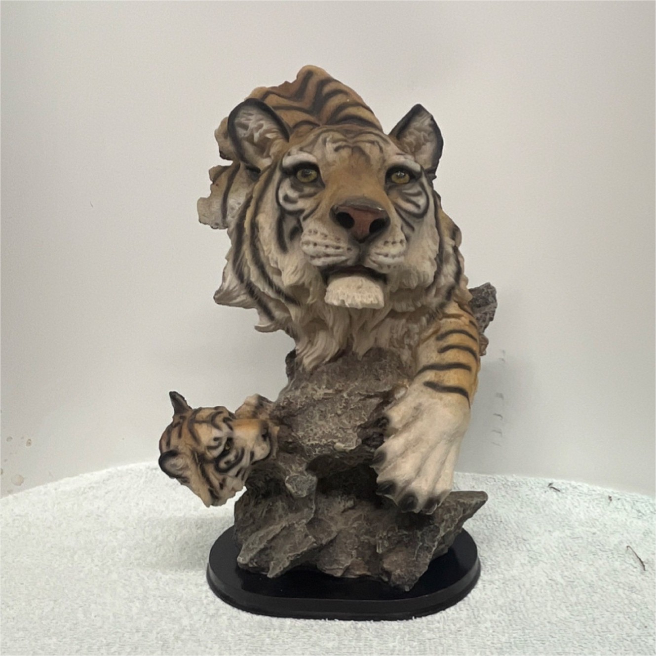 Tiger Resin Figurine Brown White Black Matte Wild Animal Sculpture for Any Room