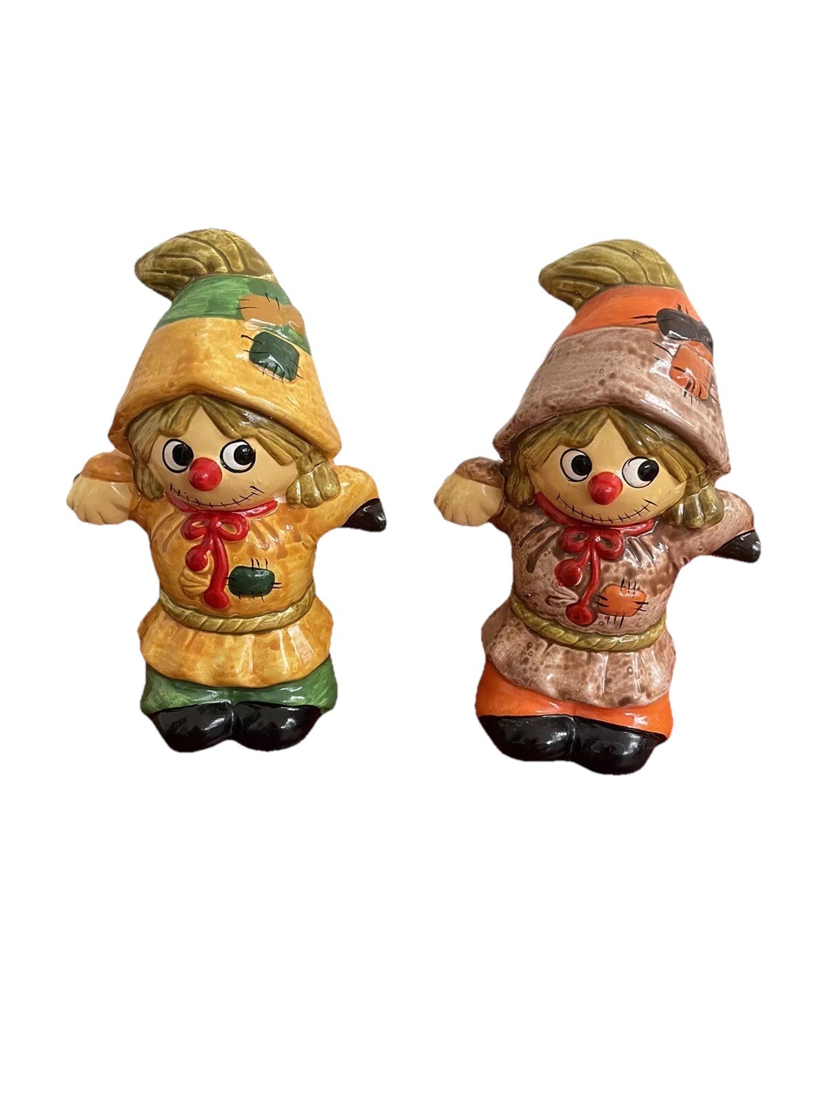 Frankel Vintage 1960’s Halloween SCARECROW Figurines 5.5″ Tall kitschy-fall-pair