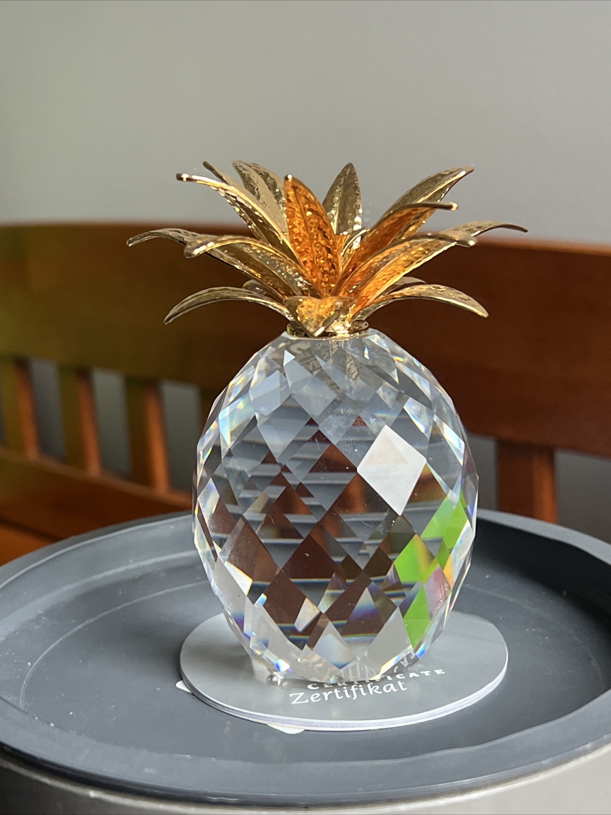 Swarovski Large Gold Pineapple – Hammered leaves 010044 Mint in box.