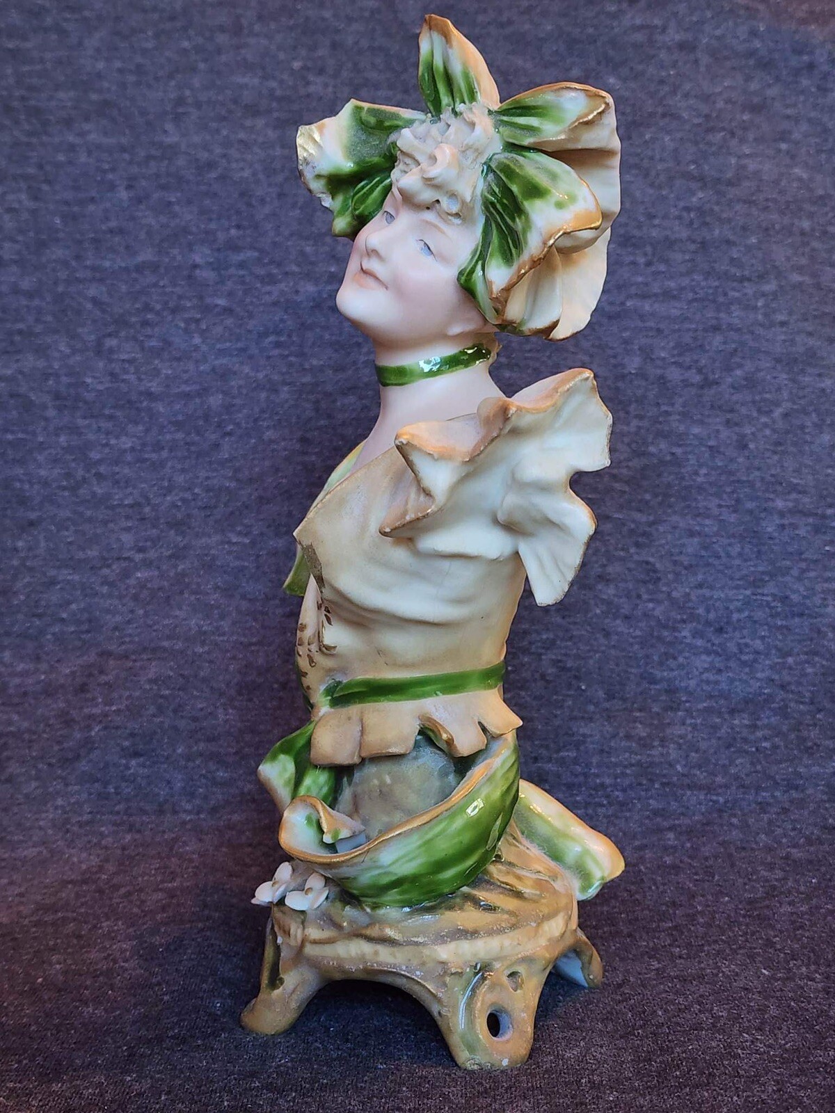 Antique 1900s Statue Porcelain Bust Girl Signed Austria Ernst Wahliss Figurine