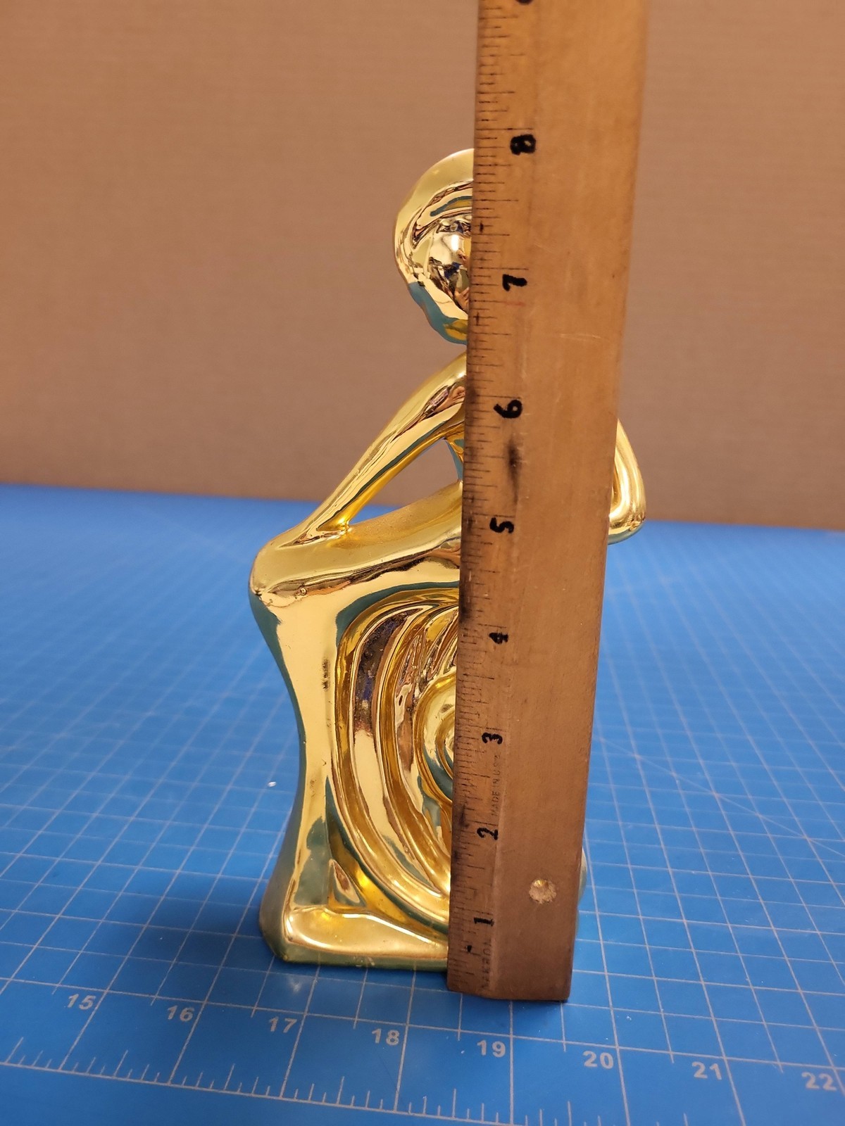 Gold Art Deco Style Lady Figurine Sculpture Sitting Woman Statuette King Import