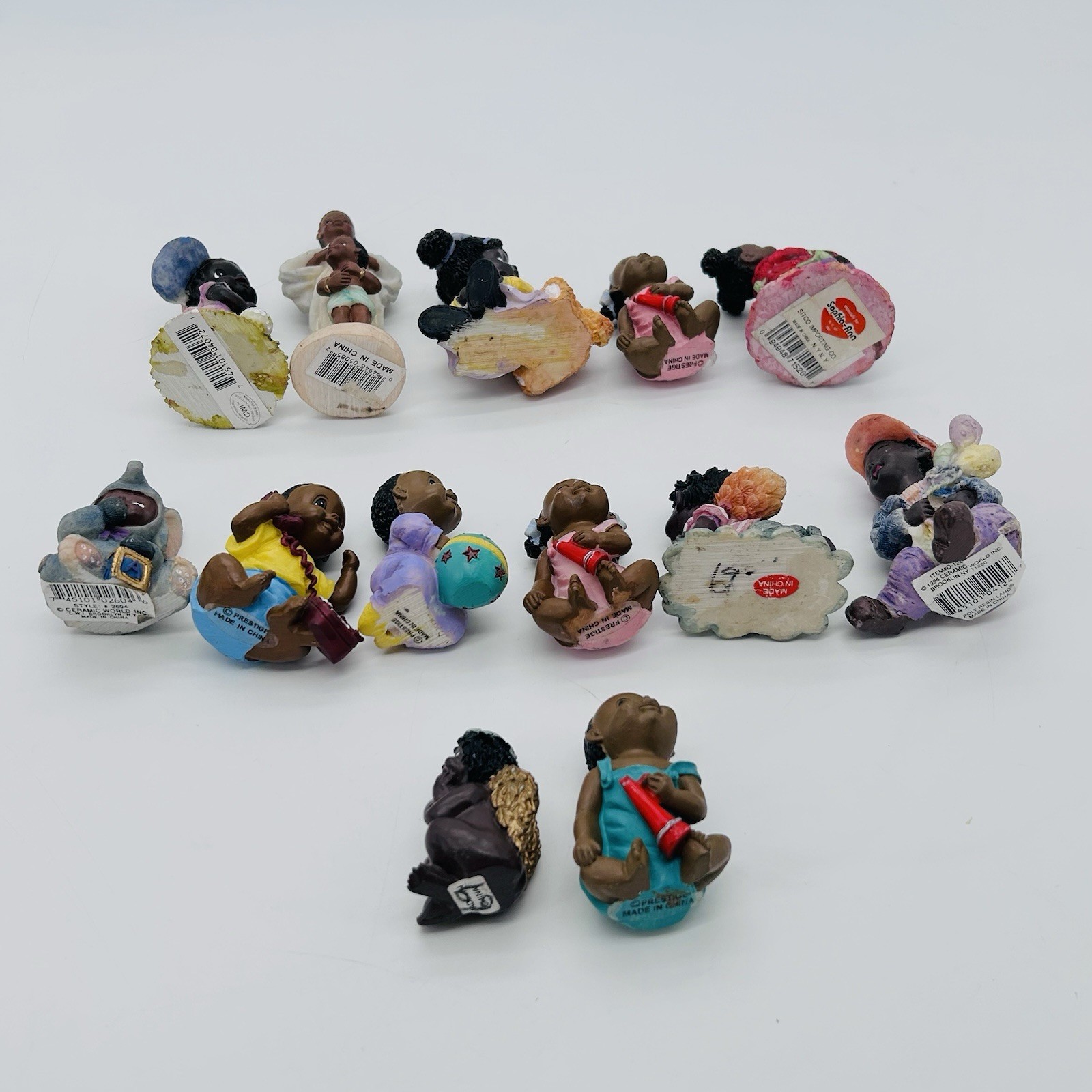 Lot Of 13 African American Family Children Resin Figurines