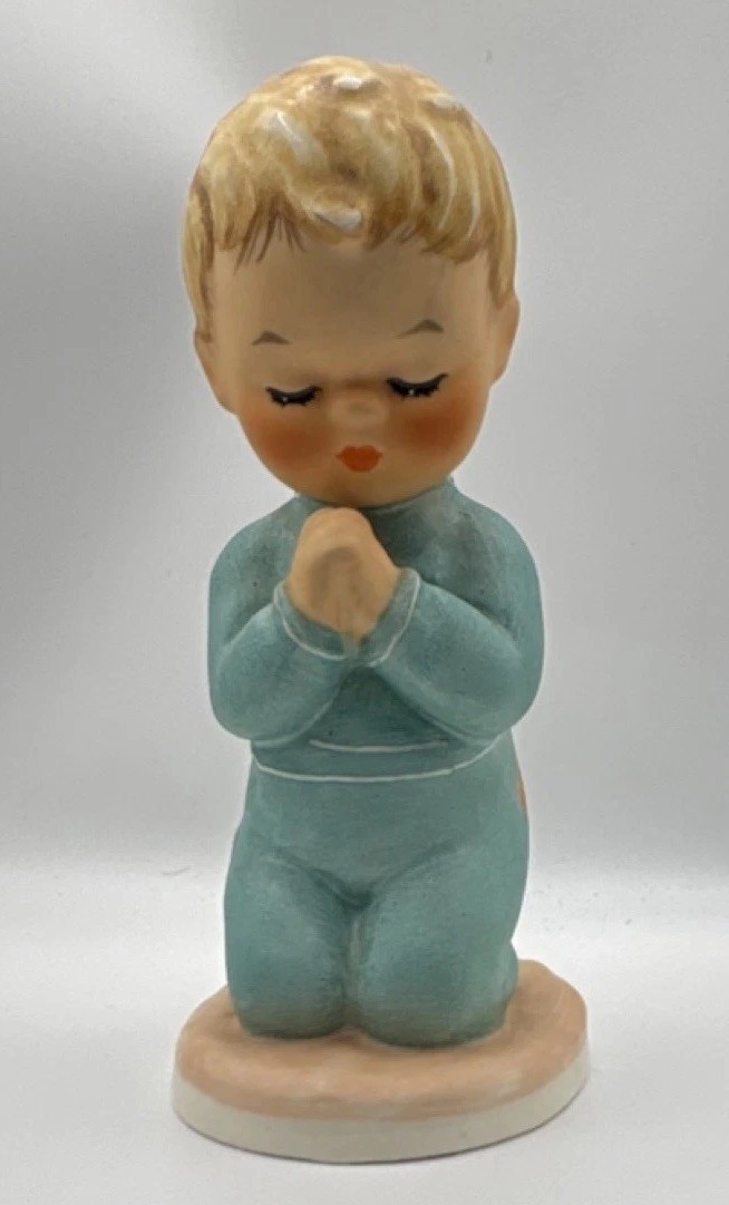 Goebel Charlot Praying Child Figurine Blue ‘Bless Us All’