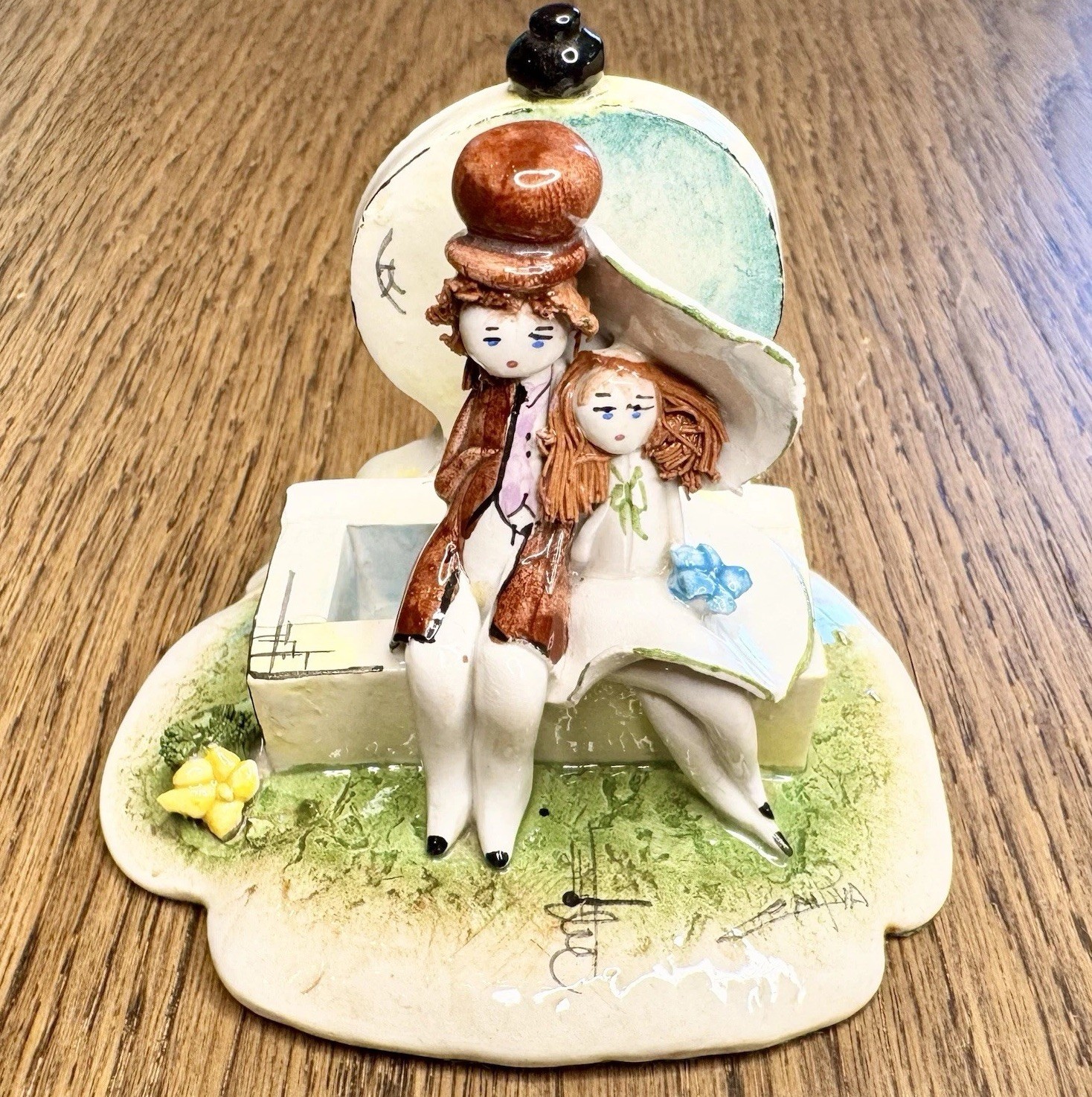 Vtg Zampiva Italian Pastelceramica Romantic Couple Figurine Spaghetti Hair 2.5”