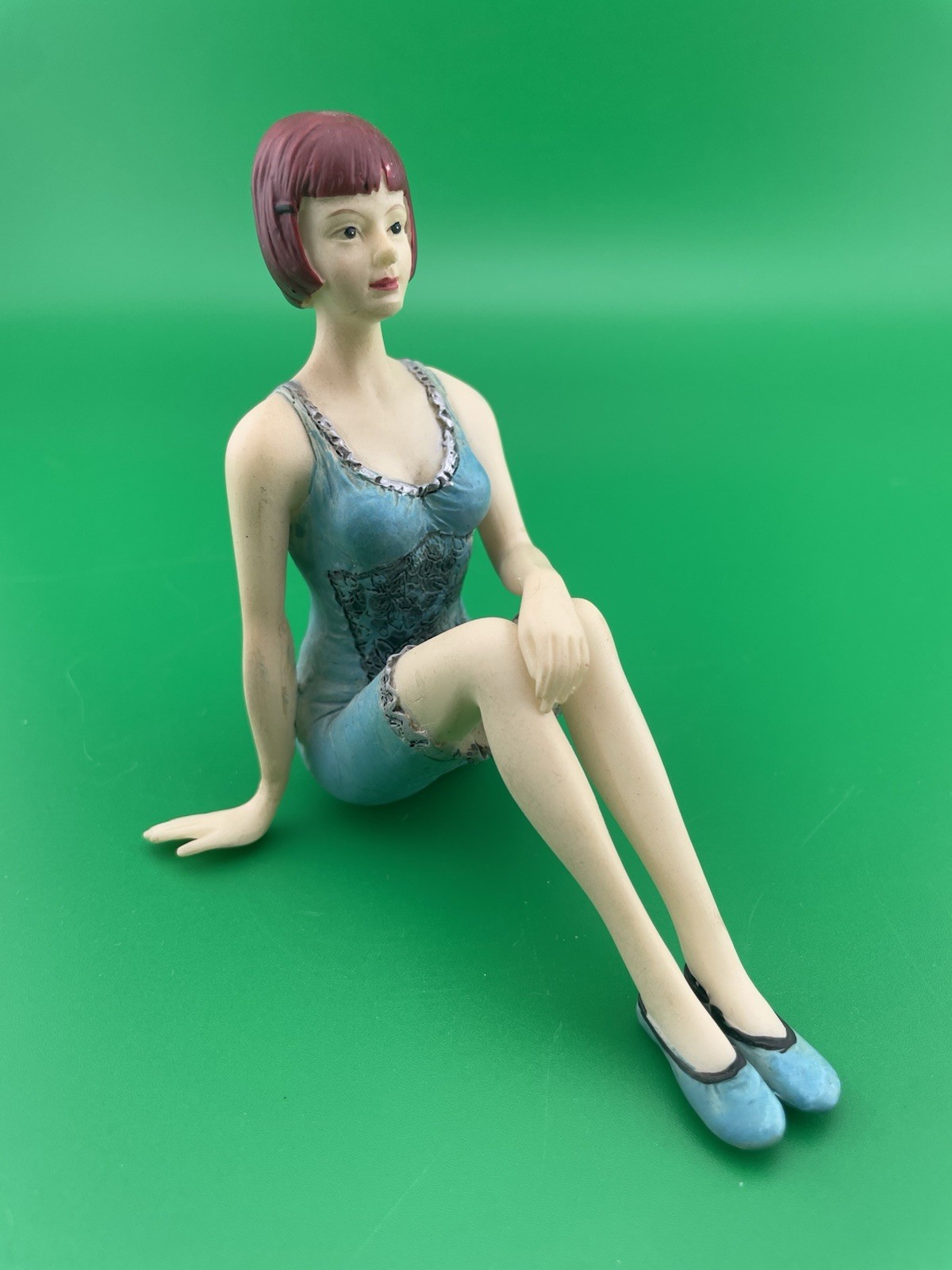 WMG 2007 Bathing Beauty 1920’s Retro Figurine Red Hair Blue Bathing Suit & Shoes