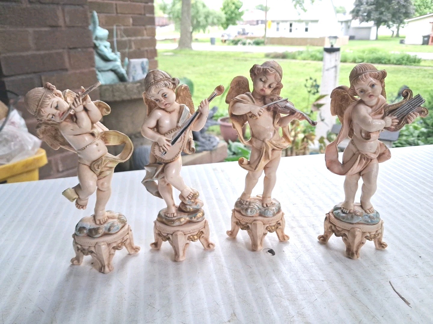 4-Vintage Fontanini “Depose Italy” Cherubs w/ Instruments – Rare Angel Religious