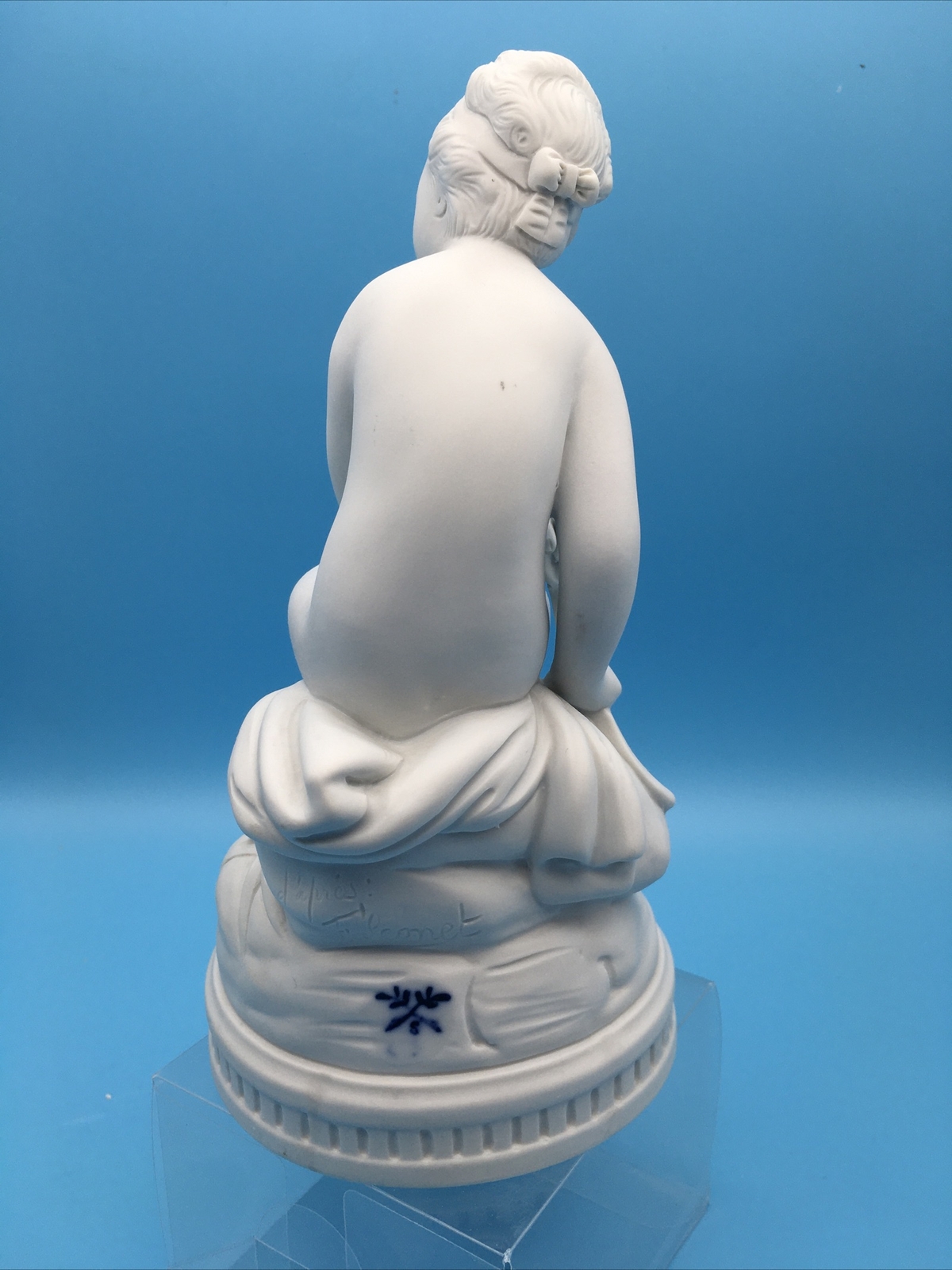 Edme Samson Porcelain Falconet Young Girl Figurine Blue Twig Mark Antique Signed
