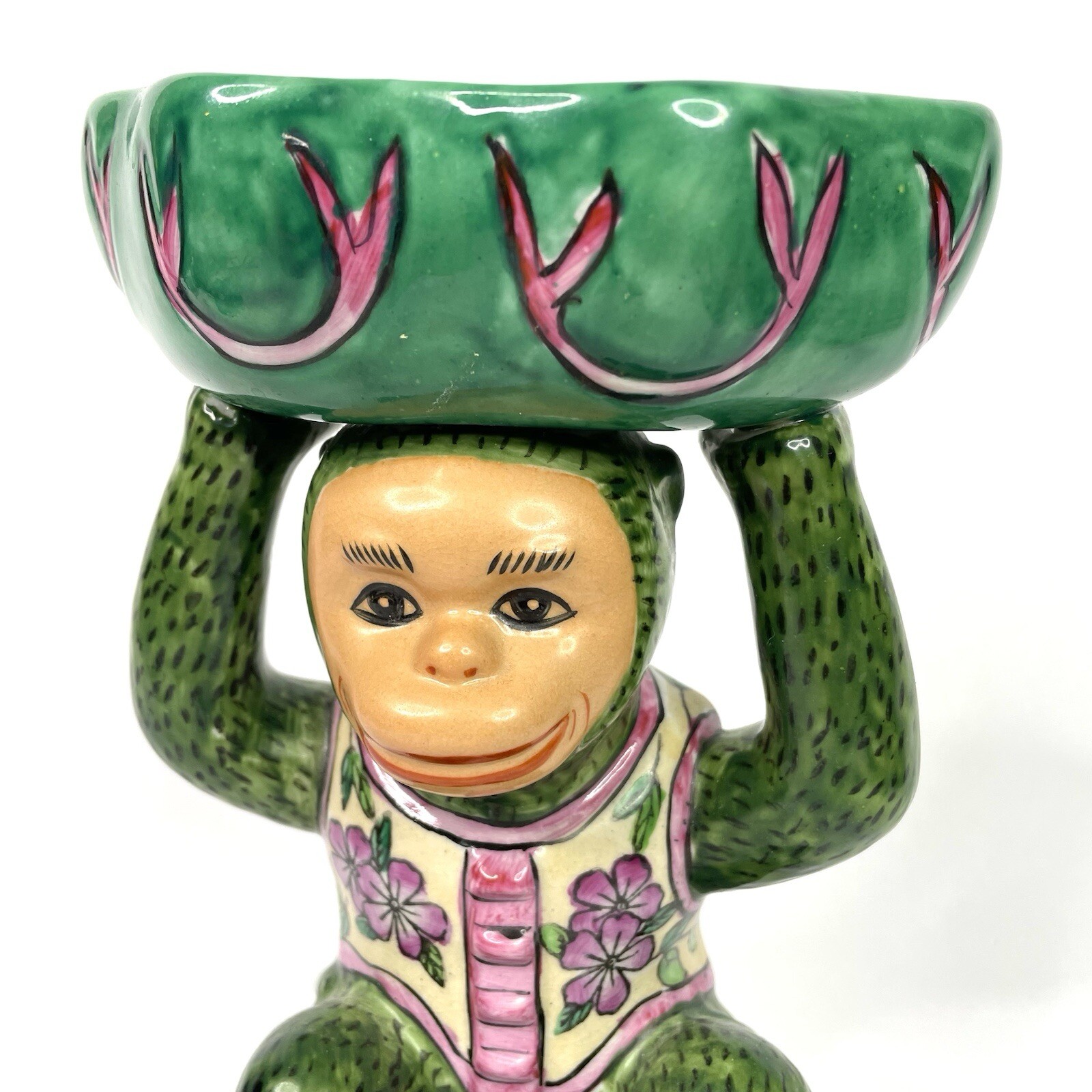 VTG Andrea By Sadek Chinoiserie Monkey Bowl Hand Painted Porcelain Soap Trinket