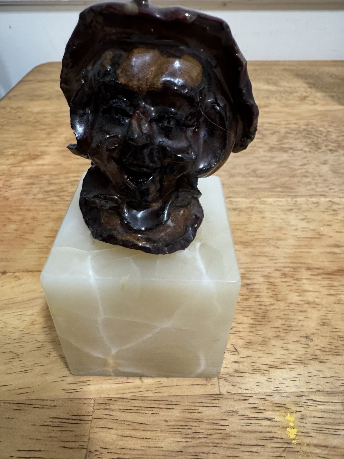 Shep Shapiro Carved Apple Core Old Lady Figurine on Marble Base – Vintage