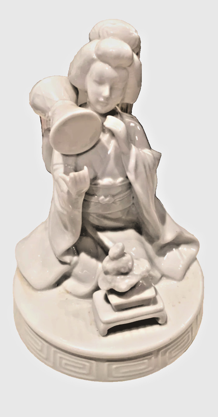 Vintage Rotating Music Box of Japanese Geisha Figurine Featuring Sakura Melody