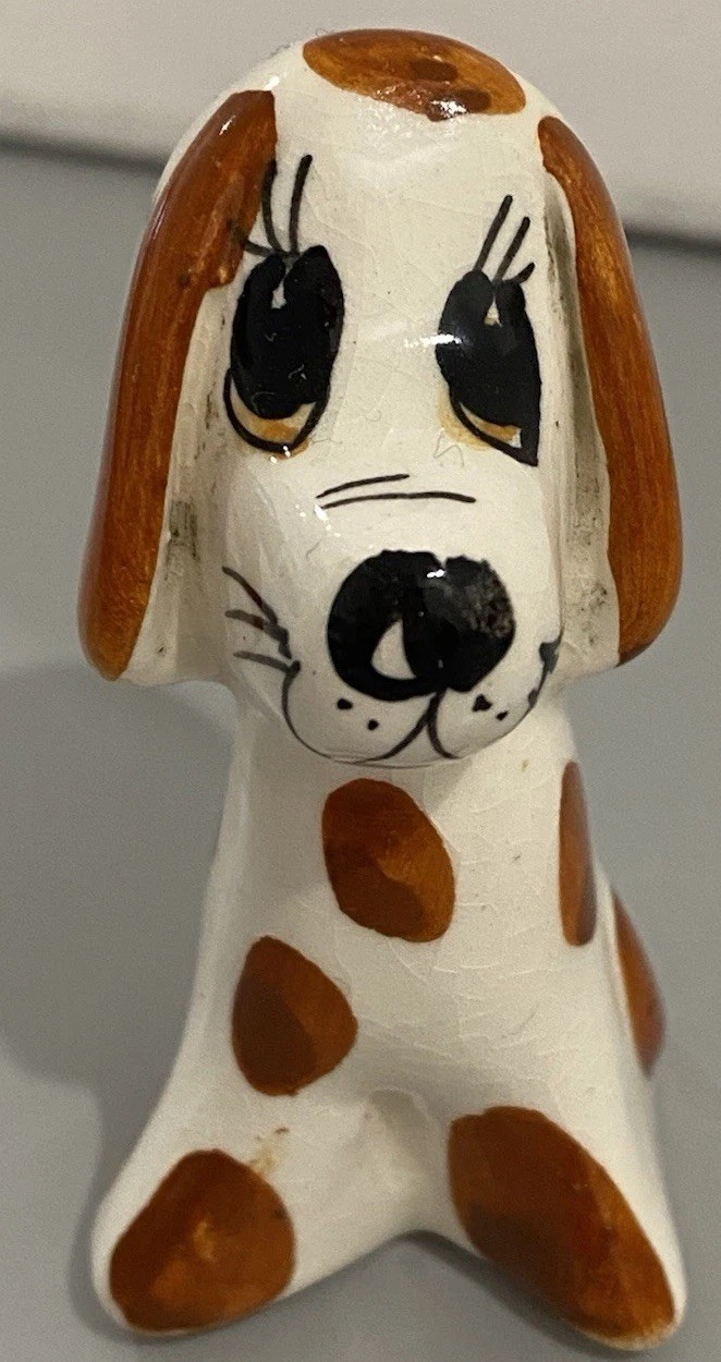 Philip Laureston Dog Miniature Figurine Made In England Vintage brown Spots Cute