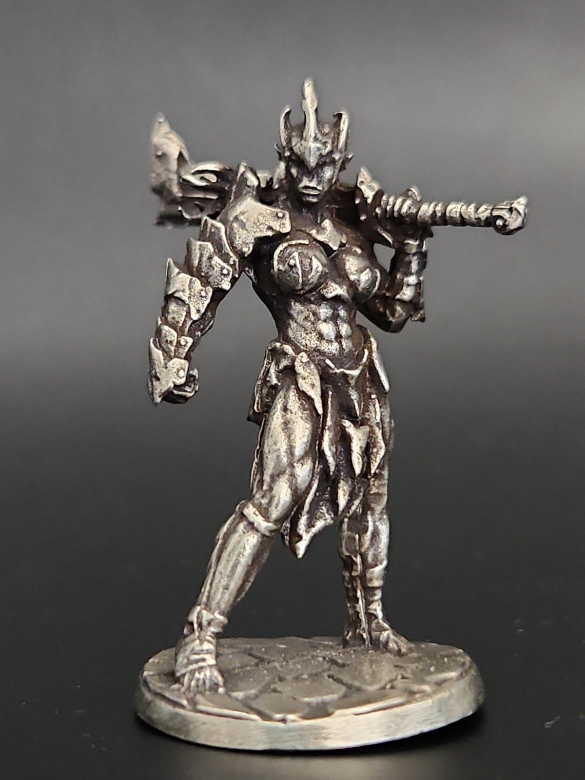 Solid Metal Fantasy Female Warrior Miniature Figure, Heavy and Sturdy