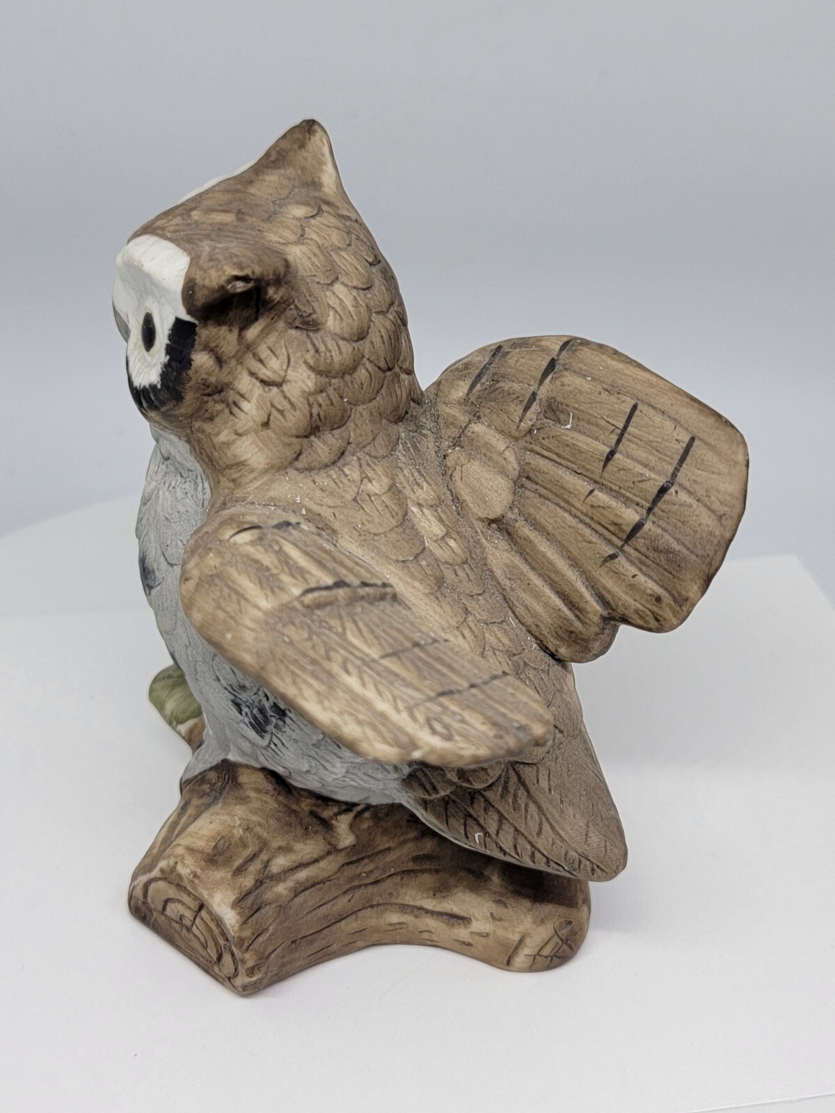 Vintage Norleans Korea Figurine Owl Multi Colors Flying on Tree Limb B11608