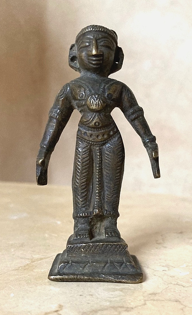 ORIGINAL! ANCIENT INDIAN HINDU DEITY PARVATI BRONZE FIGURINE