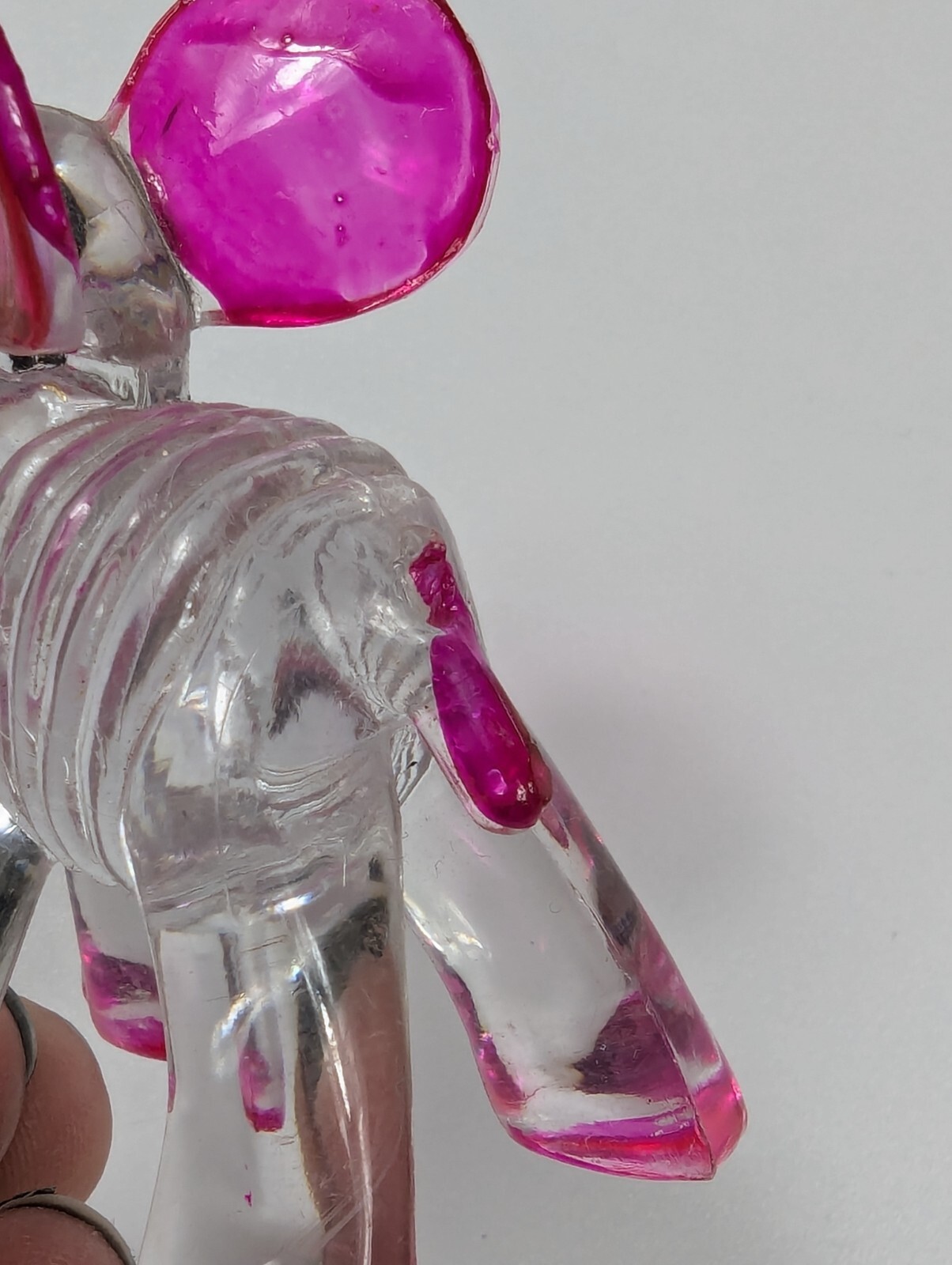 Vtg Crystallite Pets Pink Lucite Acrylic Elephant Figure Made in Hong Kong