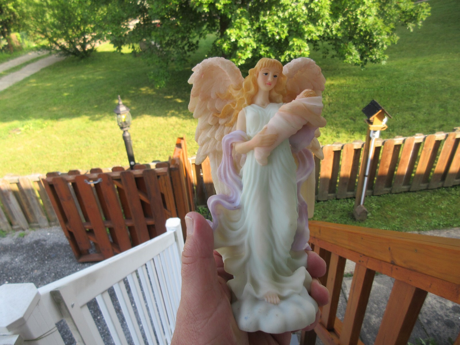 LOVELY~1996 COLL. BY SANSCO [ 8″ ] ANGEL WITH BABY FIGURINE~~1 POUND+ 9 OUNCES!