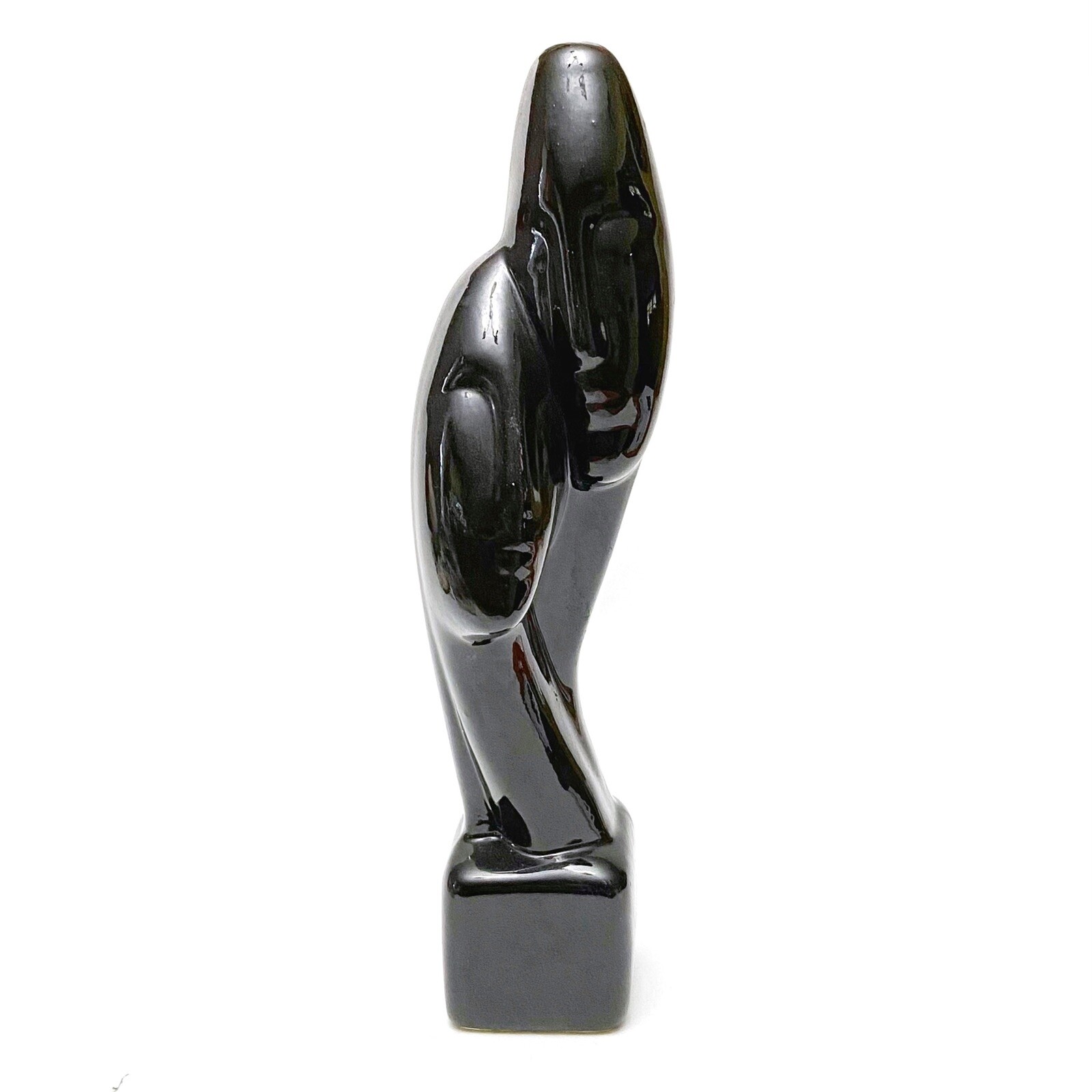 Vintage Black Glossy Ceramic Abstract Faces Lovers Couple Sculpture Decor Object