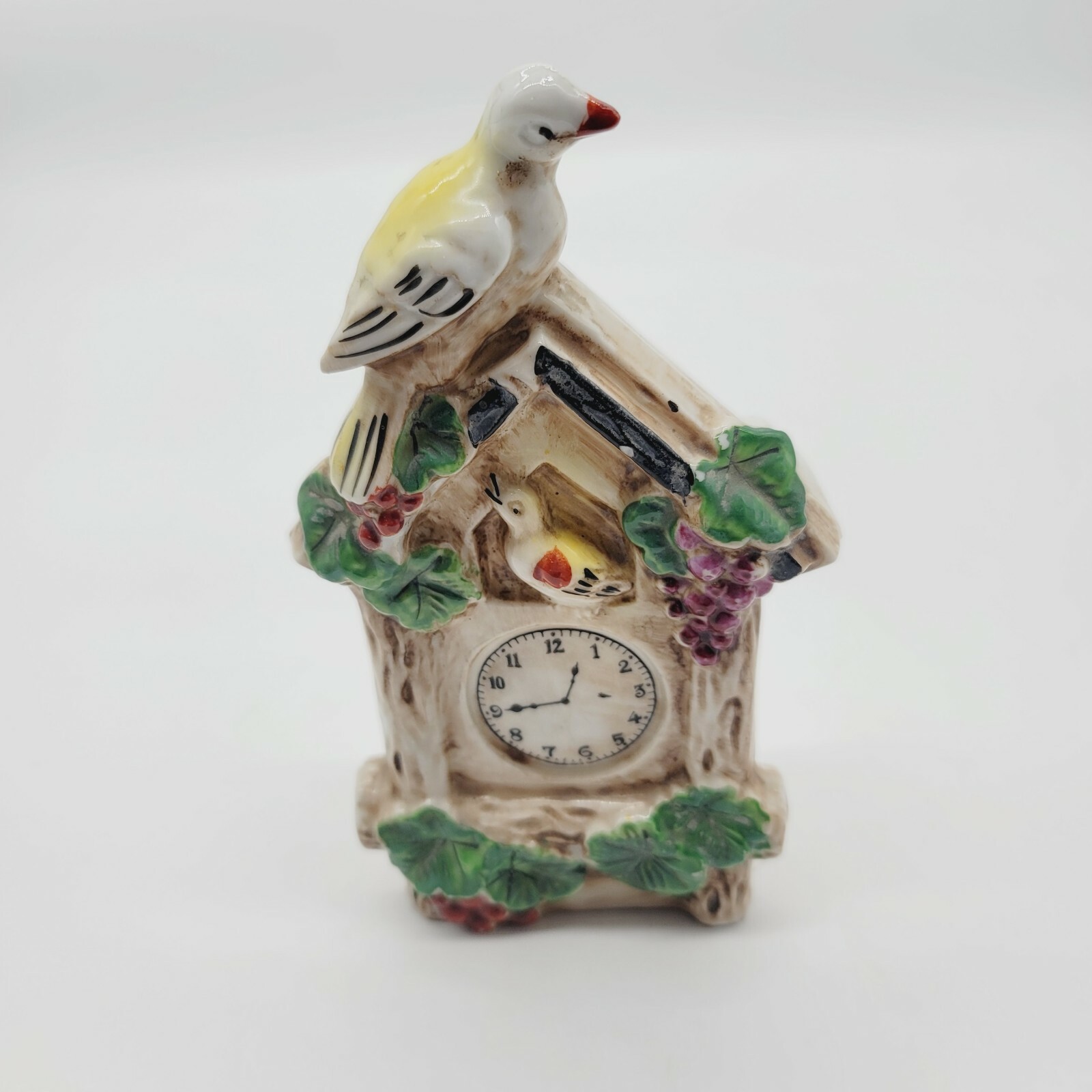 Ceramic Birdhouse Clock Wall Hanging Figurine Gift Decor Made In Japan