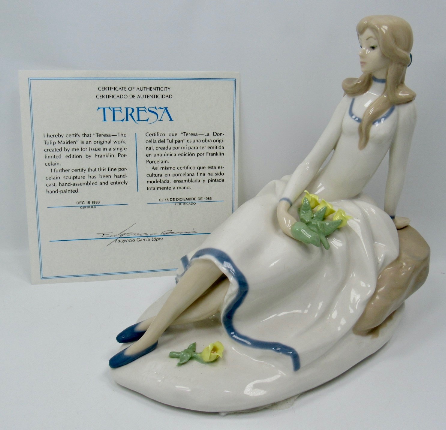Teresa The Tulip Maiden Figurine Fulgencio Garcia Franklin Mint 1983 Signed COA