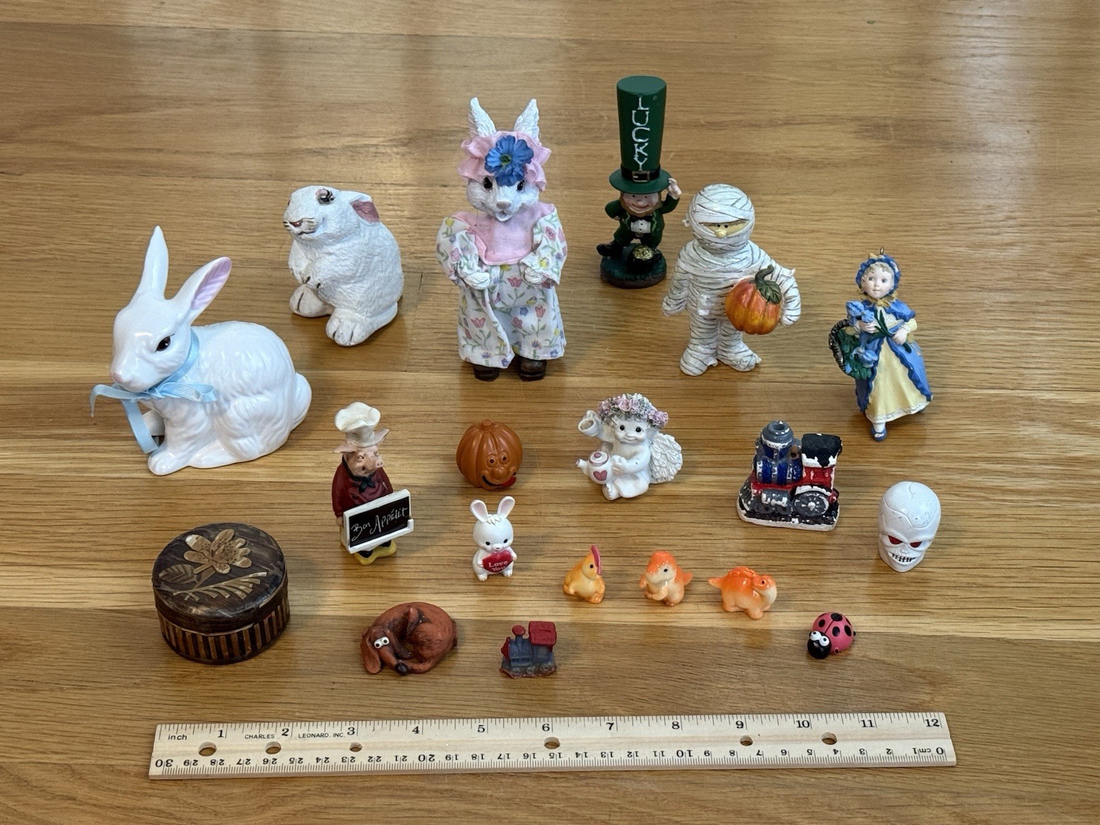 MINIATURE FIGURINES LOT Mini Figurine Lot Animals Fox Rabbit Ladybug Train Mixed