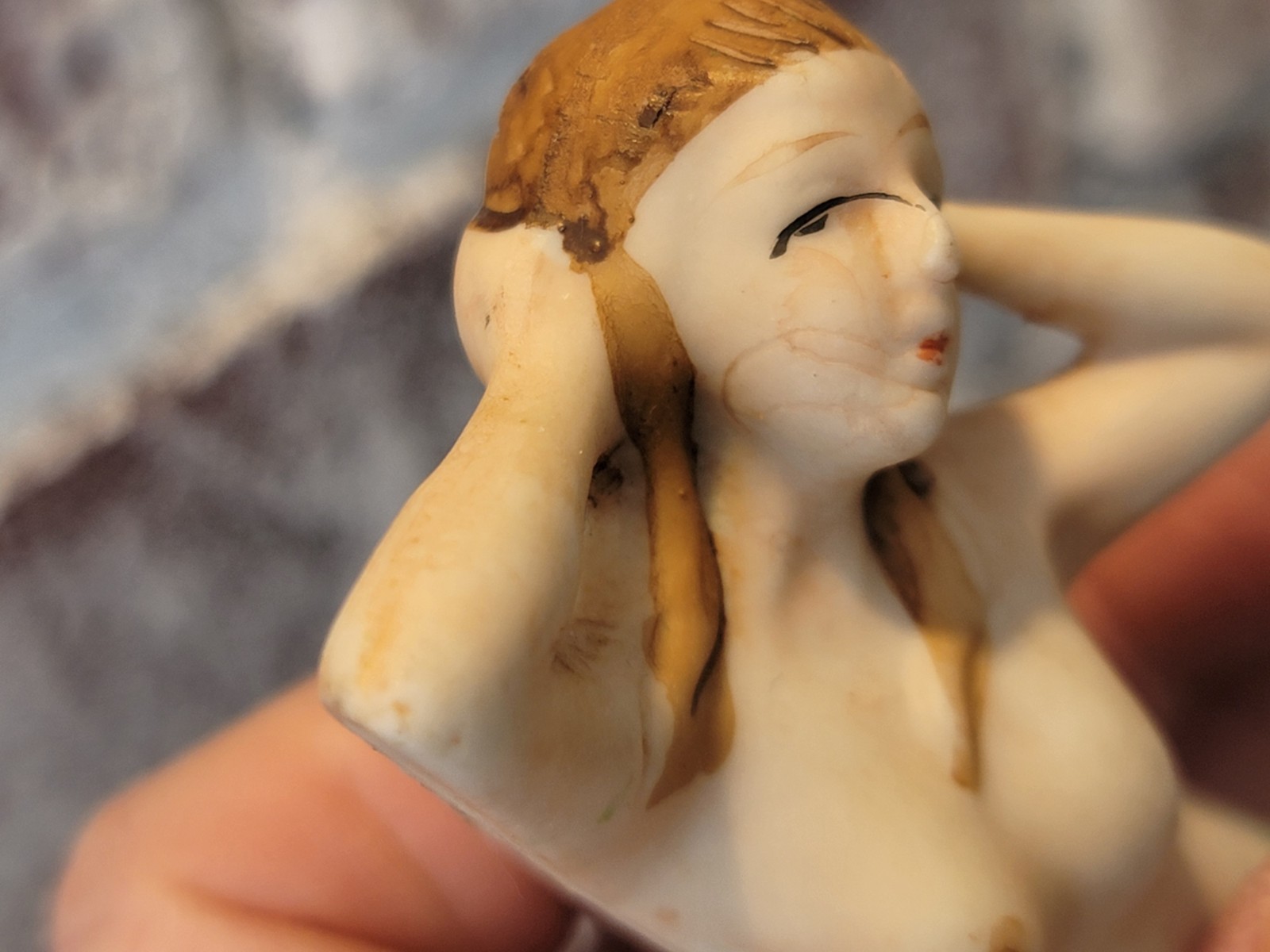 VTG Miniature Porcelain PIN-UP Art MERMAID Figurine Made in JAPAN Hand-Painted