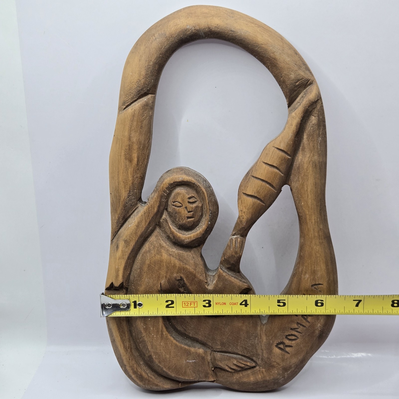 Protected Home Handcarved Solid Wooden Statue Wall Folk Art Romania 10.5″H