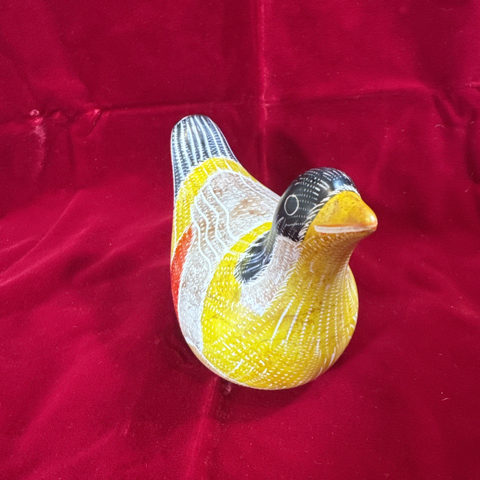 Carved Soapstone Bird Figurine Handcrafted in Kenya Multi color Paperweight