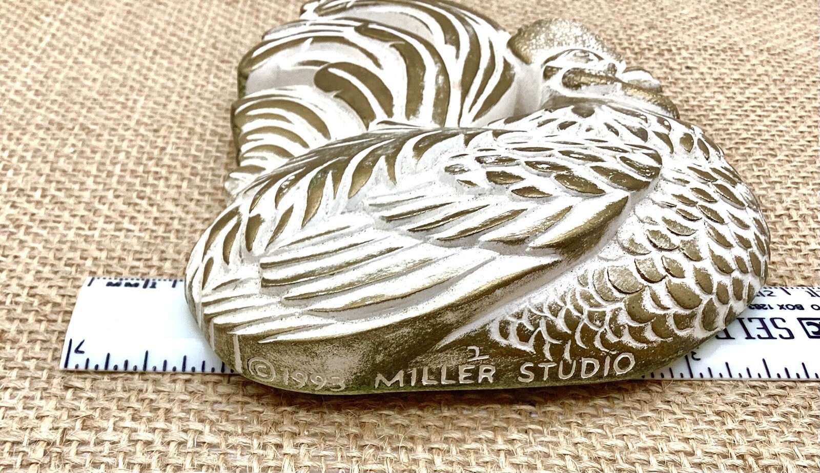 VTG Gold Chicken Hen Chalkware Wall Plaque Miller Studio Farmhouse Decor
