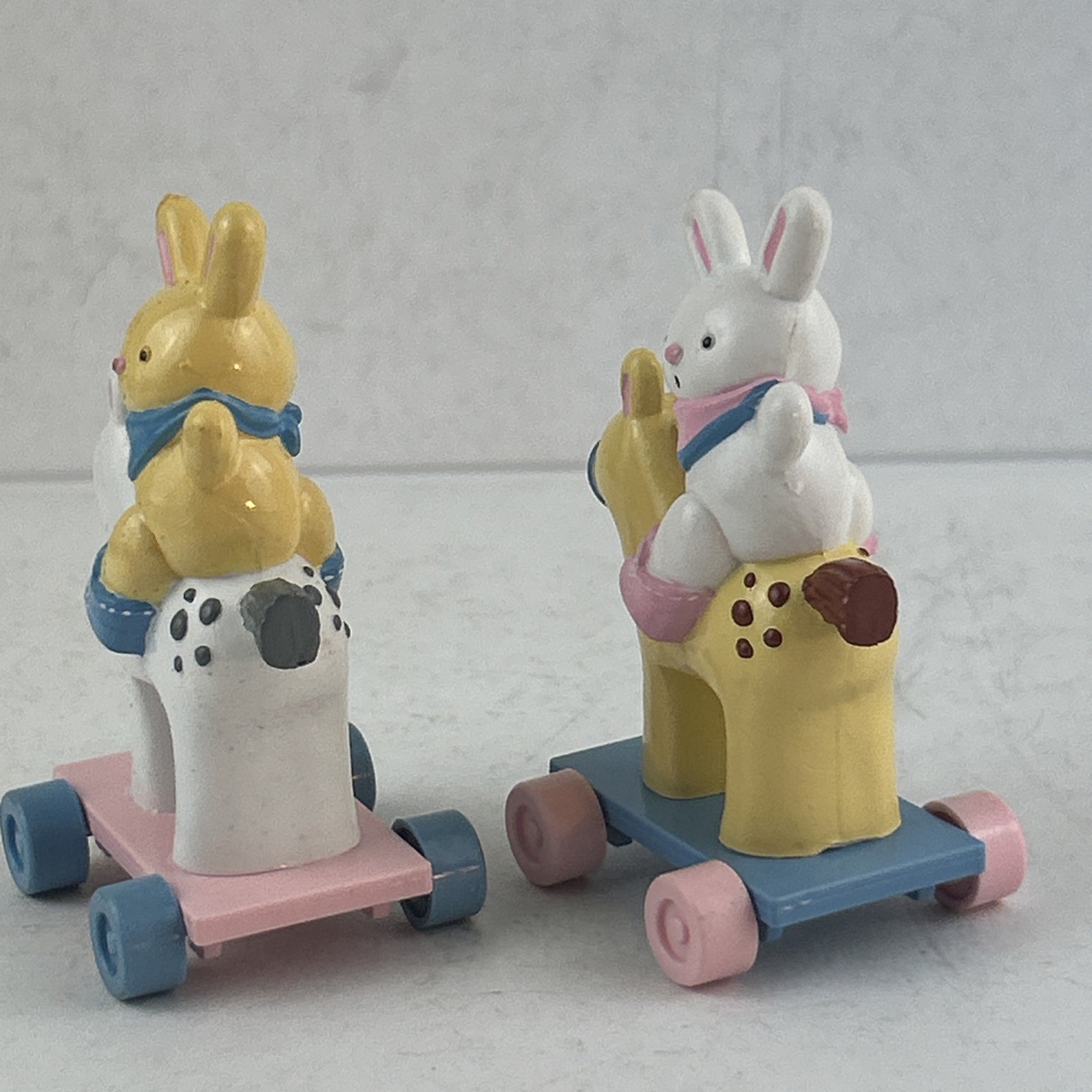 Hallmark Heartline Merry Miniatures 1989 Bunny Cart Rabbit Horse Easter Lot Of 2