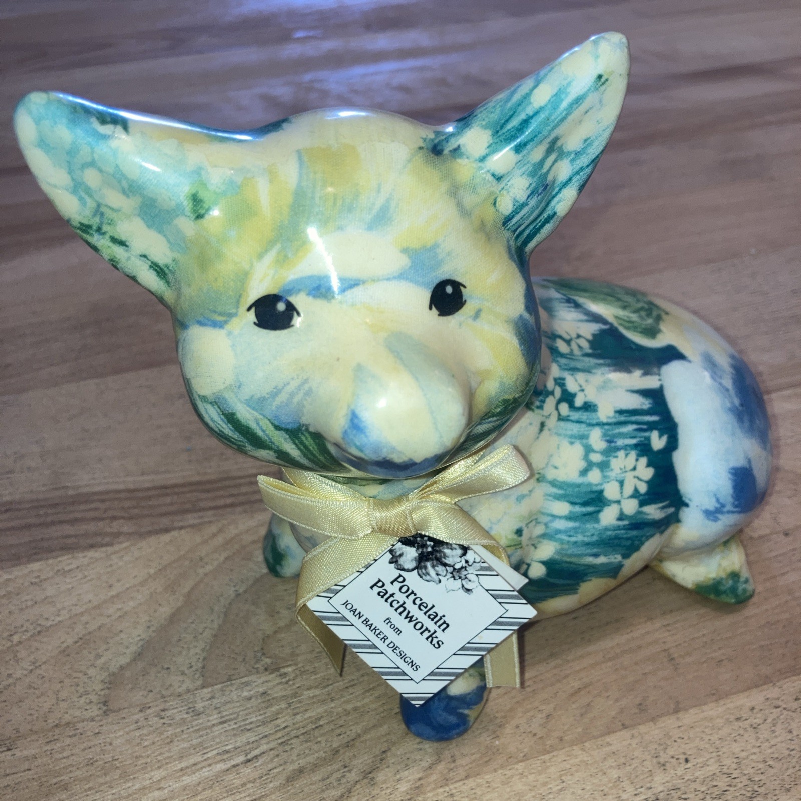Vintage Porcelain Floral Patchworks Pig Joan Baker Designs Multicolor NWT