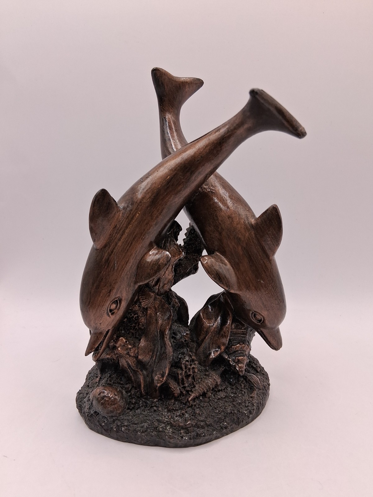 Ebros Gift Nautical 2 Dolphins Resin Sculpture W Electrolated Bronze Finish