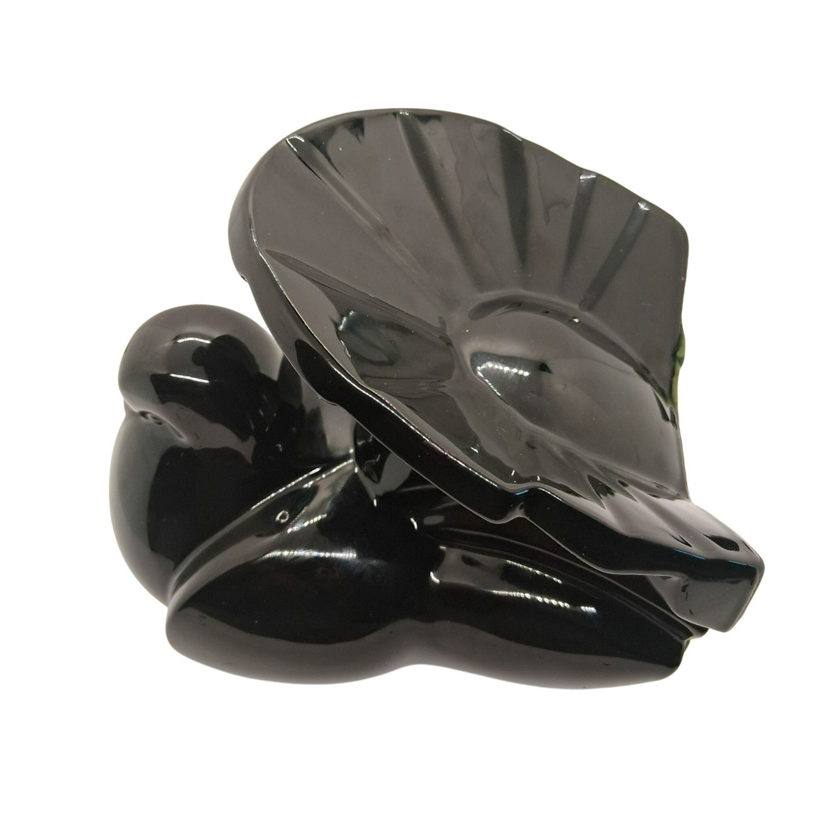 Rare VTG 1980s Fitz & Floyd Black Ceramic Dove Art Deco Sculptural Bird Figurine