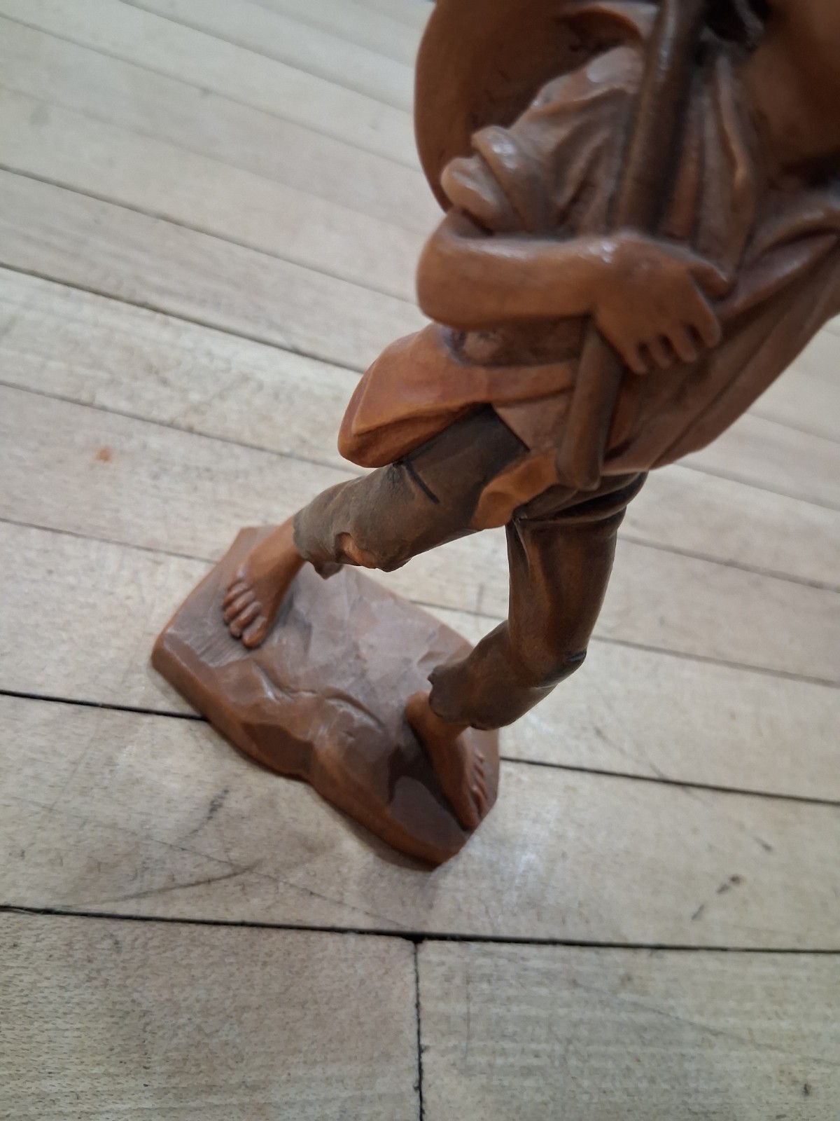 Huggler Wood Carving Boy With Grapes Figurine Switzerland