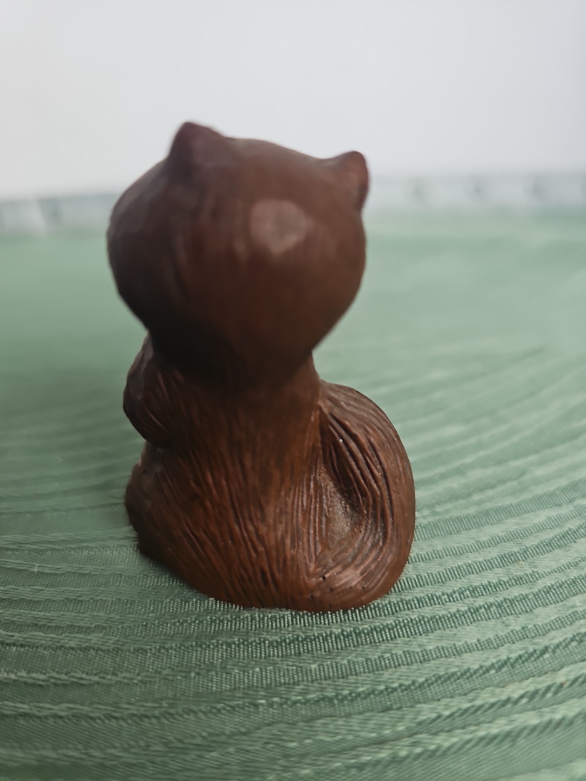 Vintage-Carved Wood Raccoon Figurine Handcrafted Miniature Woodland Creature