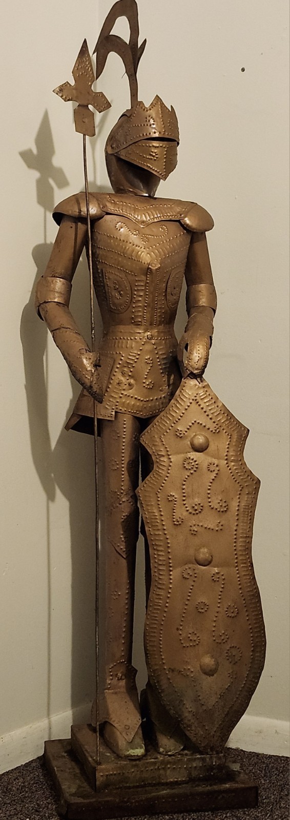 RARE 5 ft Metal Armored Knight Statue Sculpture – Vintage Medieval Suit of Armor