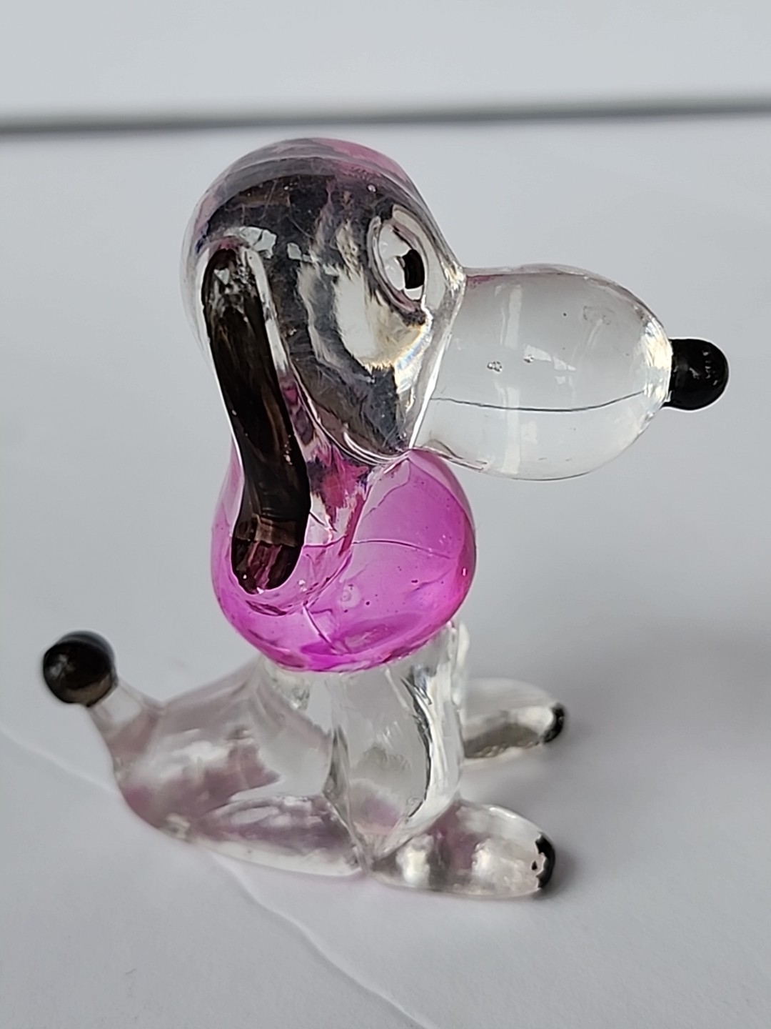 Vintage Clear Lucite Dog Figure Hard Plastic, 3”, Beagle Poodle Pink Black READ